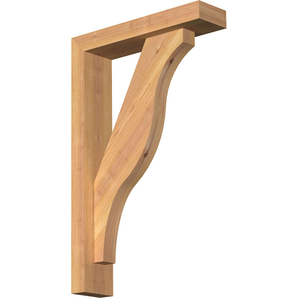 Ekena Millwork 1462307 Funston Block Smooth Bracket with Offset Brace 3-1/2-in x 14-in x 22-in Western red cedar Brown Wood Standard bracket