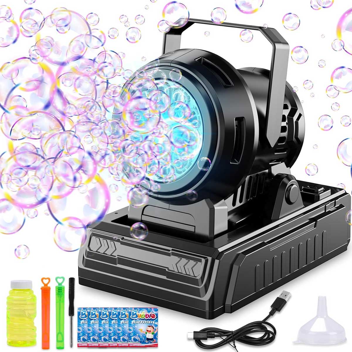 Aoibox LABBM2928 Automatic Bubble Machine 10 Holes Bubble Blower Plug in Operated Portable Bubble Maker 20000 Big Bubbles Per Minute for Outdoor Wedding Birthday Easter Party