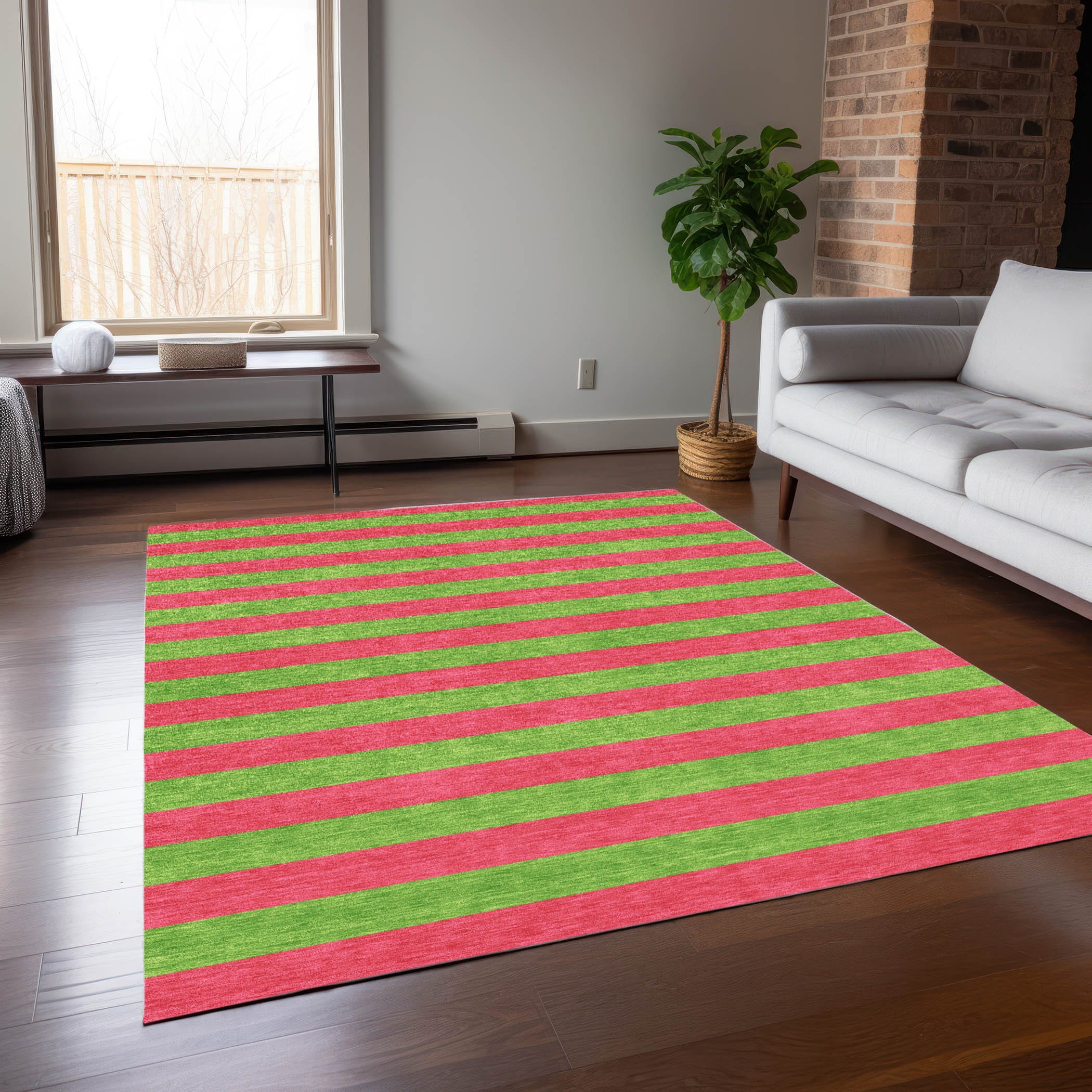 Addison Rugs ACN530BL3X5 Chantille ACN530BL 3 x 5 (ft) Polyester Blush Rectangular Indoor/Outdoor Stripe Machine washable Area rug