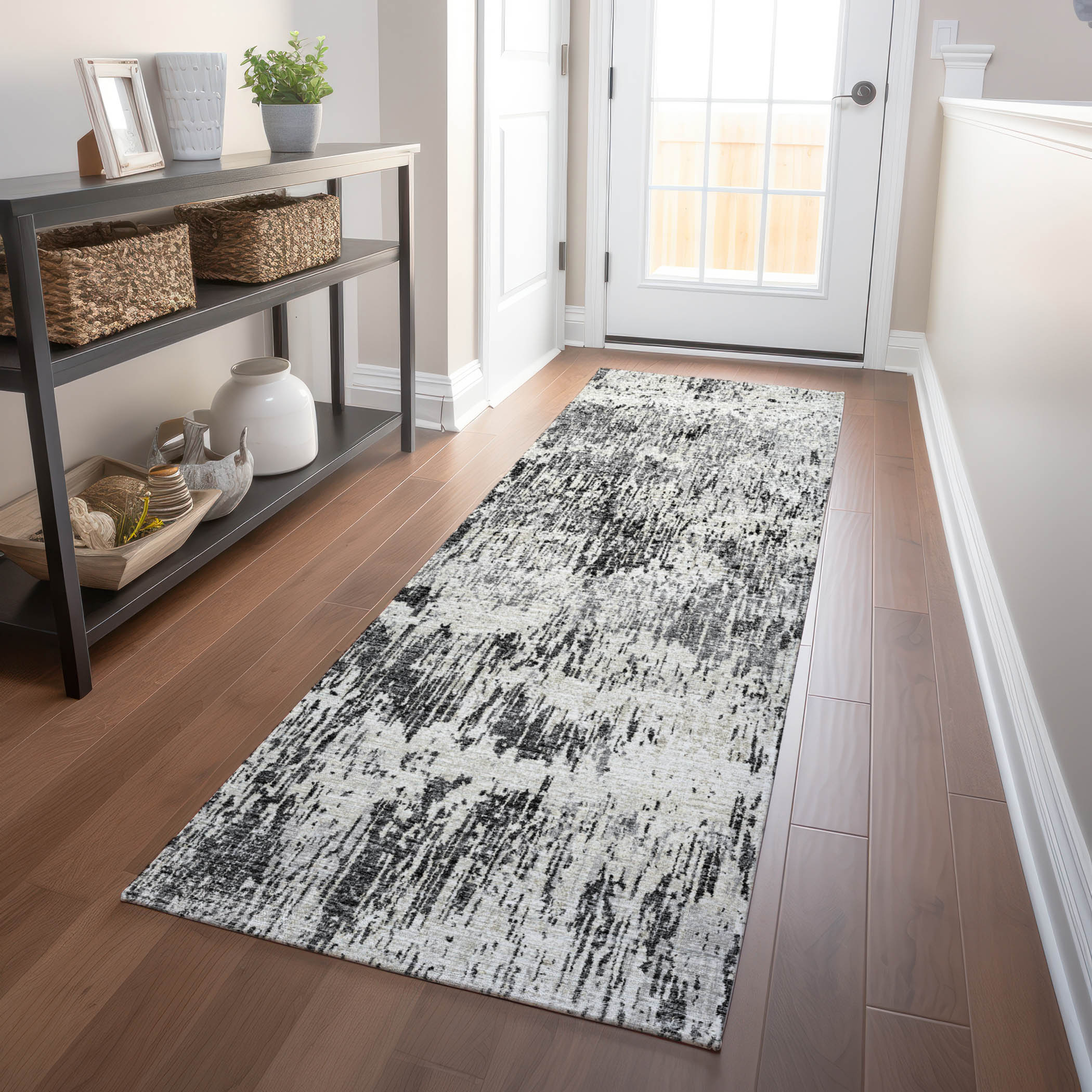 Addison Rugs AMF66GY2X8 Mayfield AMF66GY 2 x 7 (ft) Loomed Polyester Gray Rectangular Indoor Abstract Machine washable Runner rug