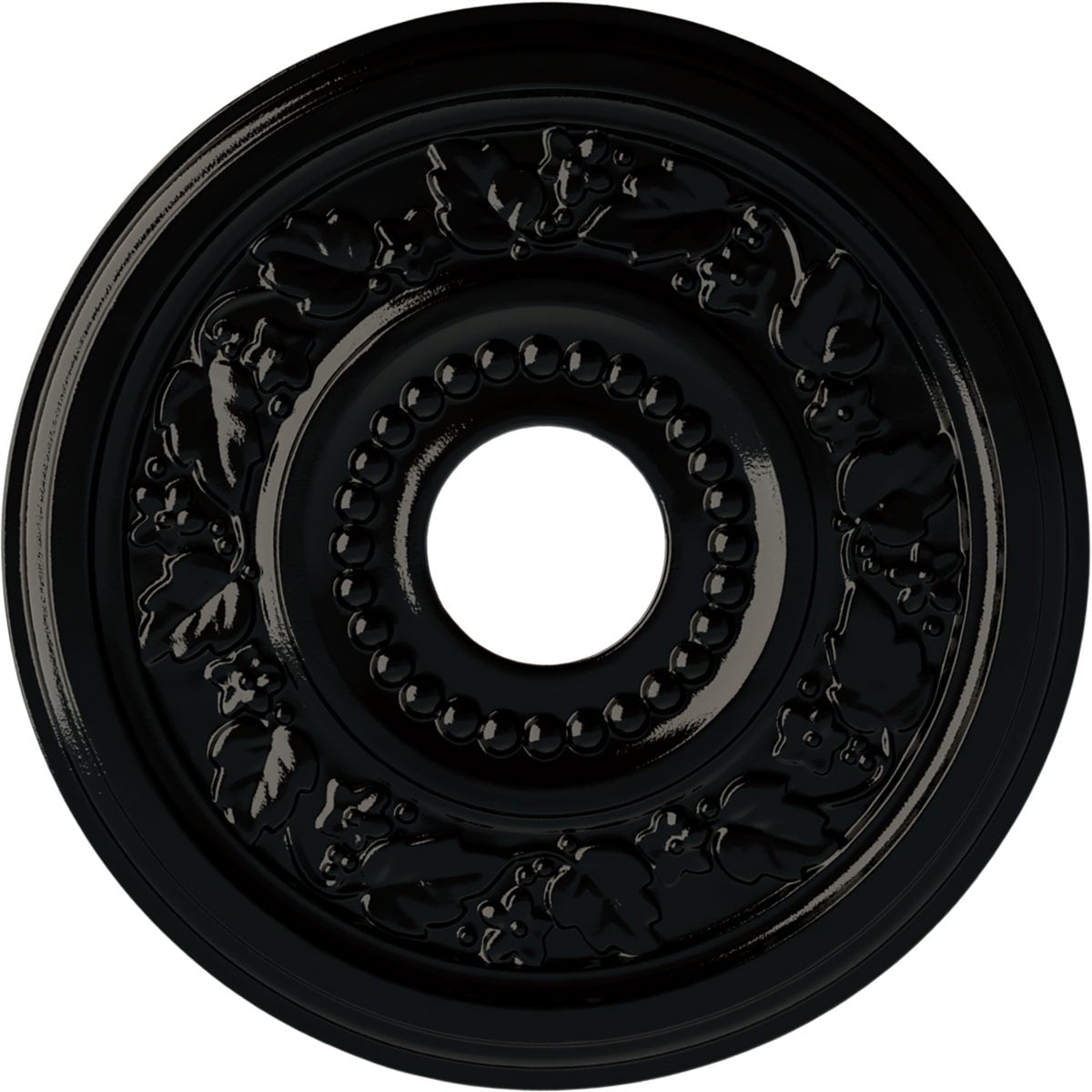 Ekena Millwork CM16GNBPS Genevieve 16.125-in W x 16.125-in L Painted Black Pearl Polyurethane Whole Ceiling Medallion