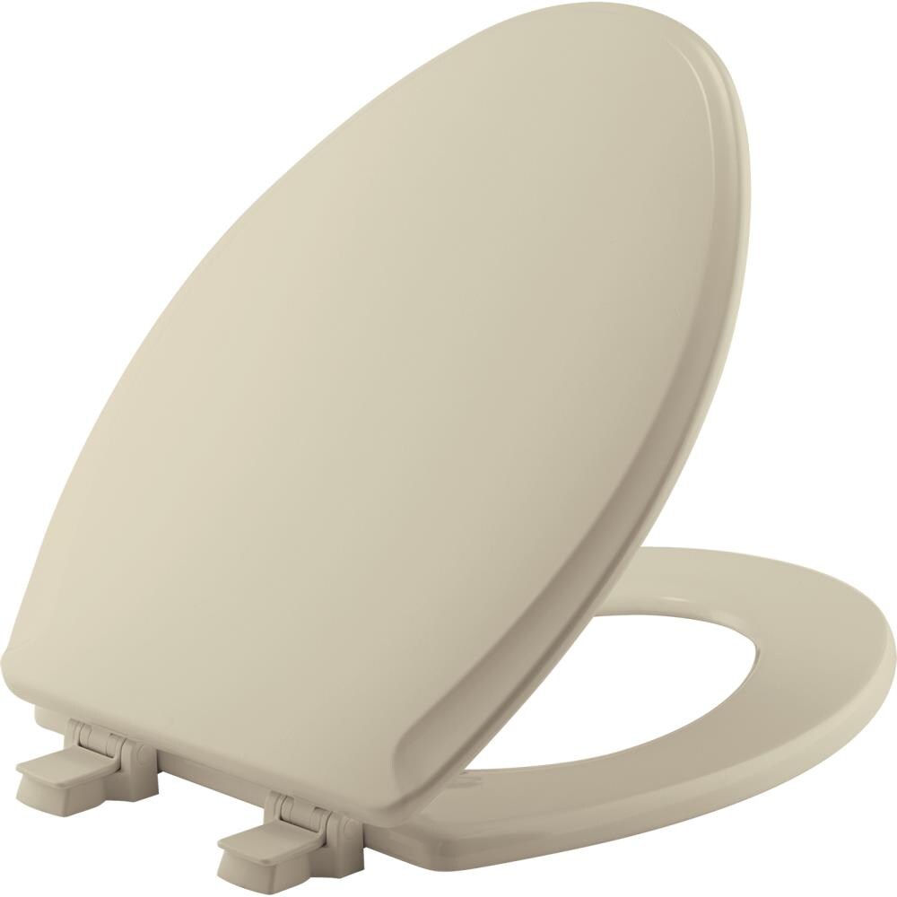 Biscuit Church Seats Elongated Molded Wood Closed Front Toilet Seat with Cover 