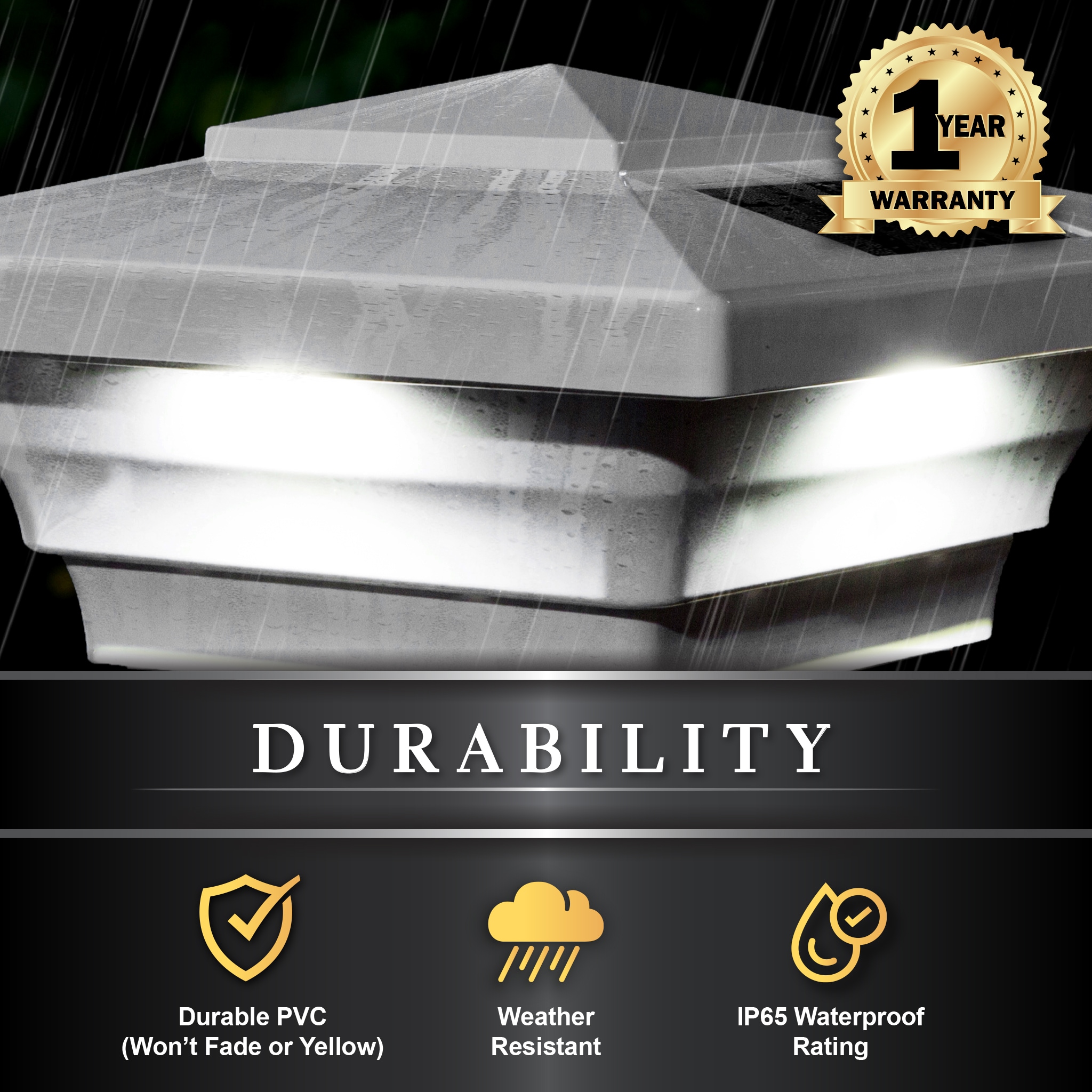 Classy Caps 6x Brighter (7.2-Lumen) 1-Watt Stainless Steel Low Voltage Solar LED Rail Light Classy Caps 6x Brighter (7.2-Lumen) 1-Watt Stainless Steel Low Voltage Solar LED Rail Light