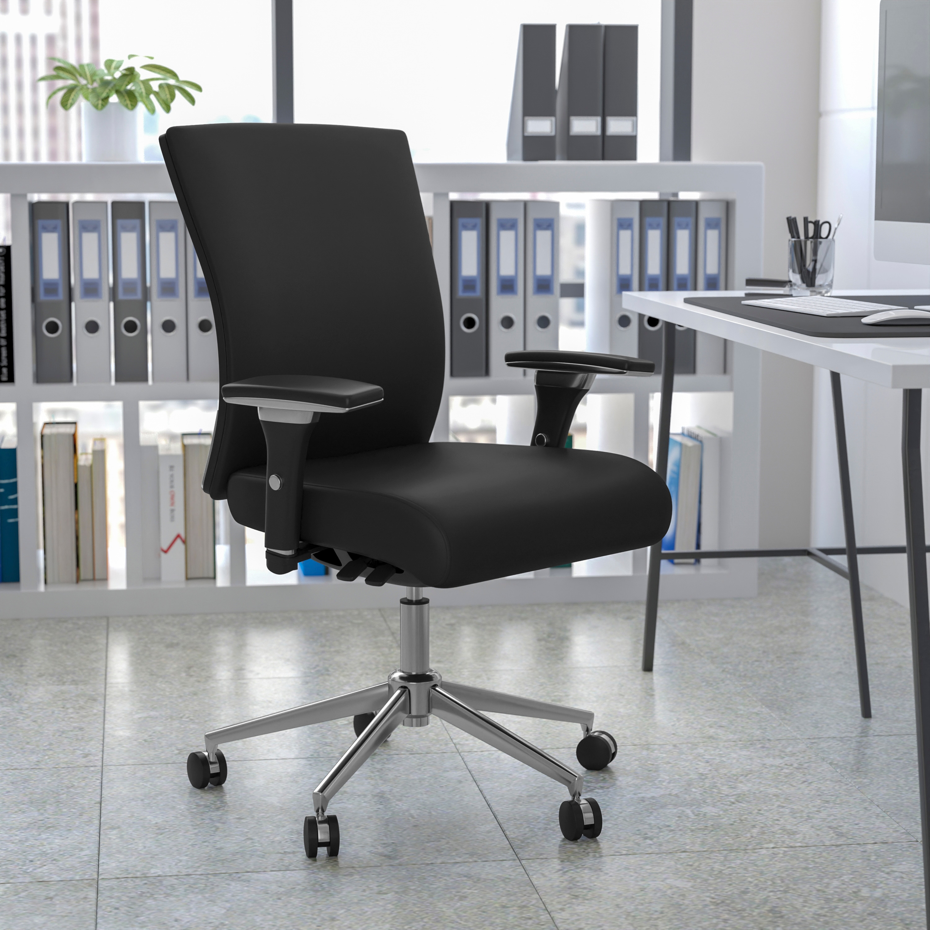 ErgoFlex Mid-Back Executive Black LeatherSoft Adjustable Swivel Chair