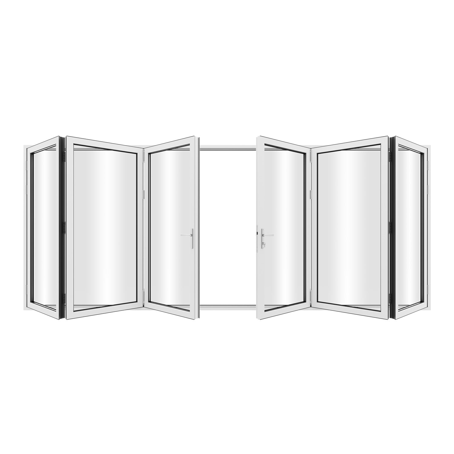 KaMic FD6PWH19296-DO Versa Fold 192-in x 96-in x 3-in Jamb White Aluminum Universal 6-panel Folding Patio Door with Low-E argon Glass