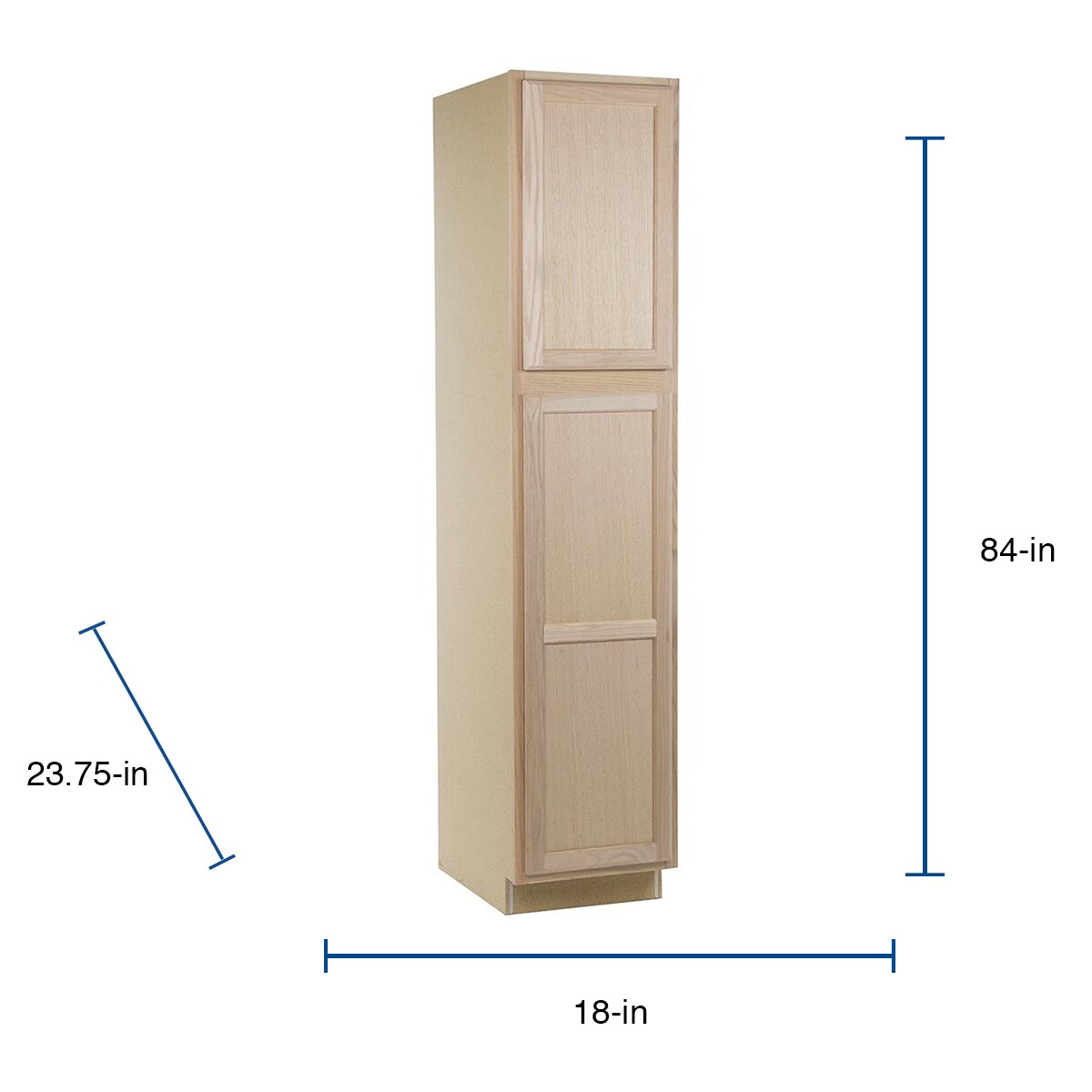 Project Source 18-in W x 84-in H x 23.75-in D Natural Unfinished Oak Pantry Fully Assembled Cabinet (Flat Panel Square Door Style)