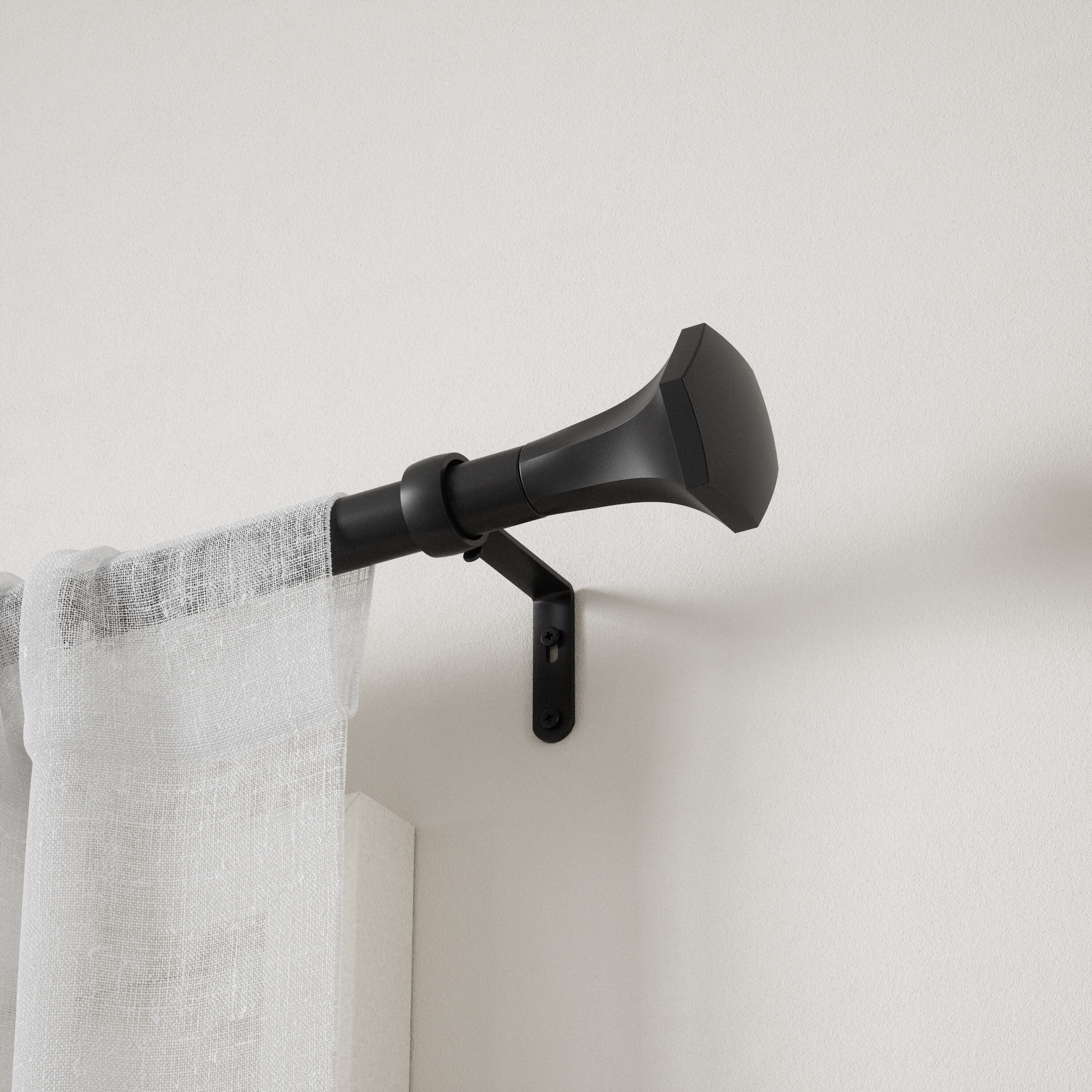 Sita Matte Black Adjustable Steel Curtain Rod 36-72 Inches