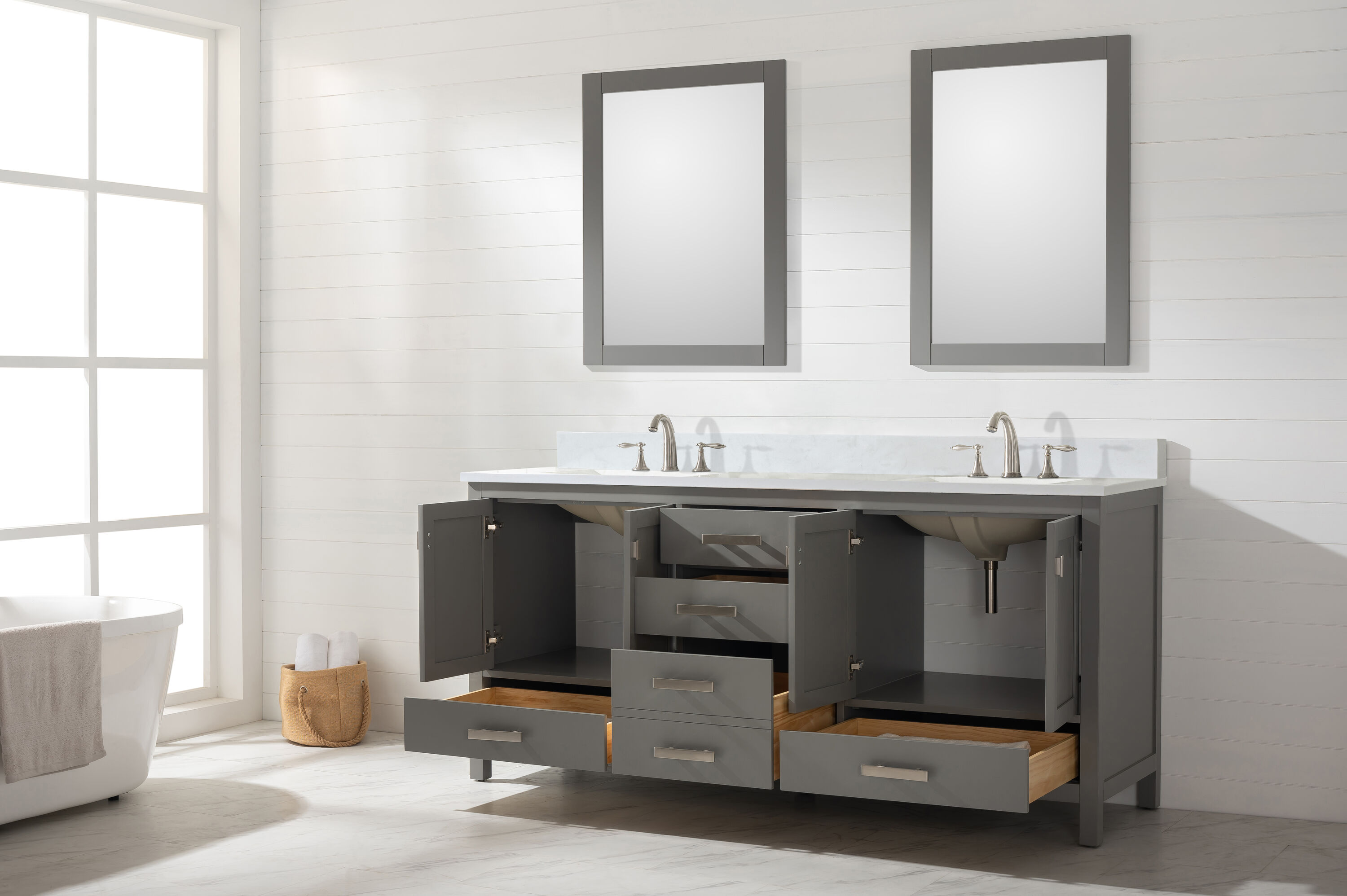 Design Element Valentino 72-in Gray Undermount Double Sink Bathroom ...