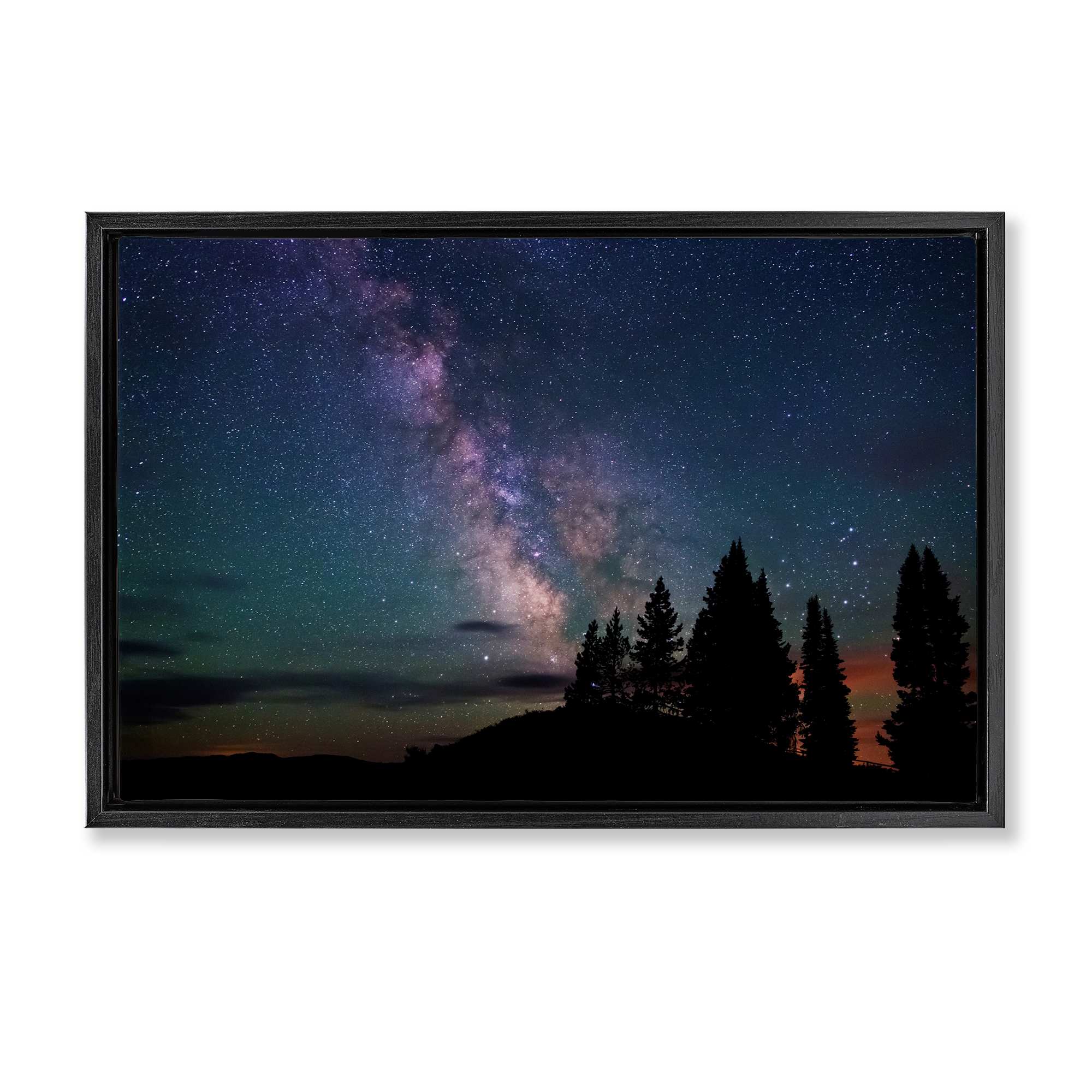 Stupell Industries BT-403-FFB-16X24 Silhouetted Forest and Night Sky Black Framed Floater Canvas Wall Art By Royce Bair 25 x 17