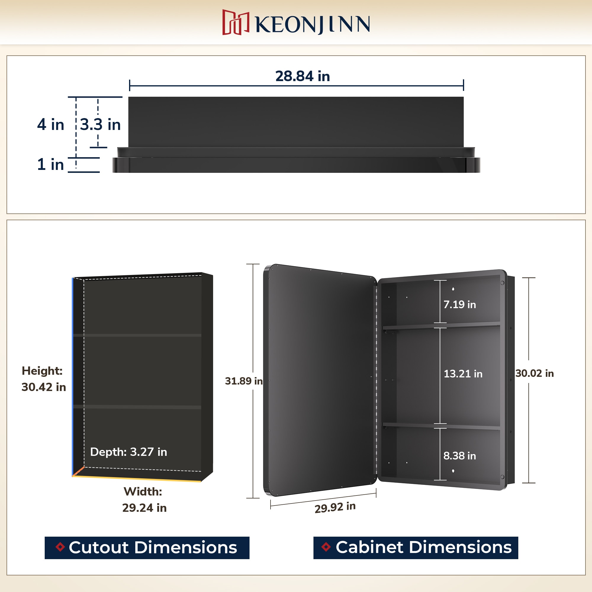 Keonjinn LW-JSKJG-YJ-7681GD Bathroom-Medicine-Cabinets - View #3