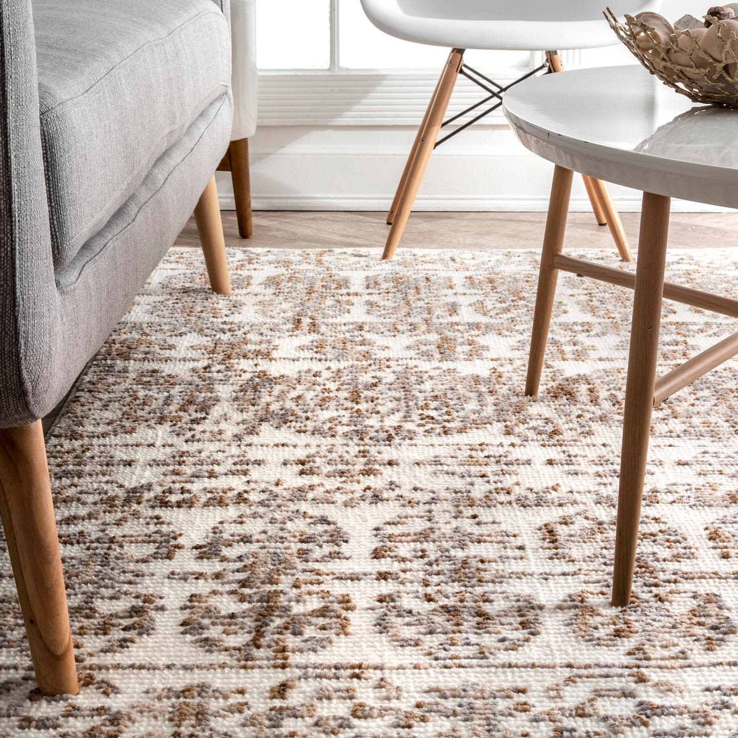 Reversible Striped Florence Beige 4' x 6' Synthetic Area Rug