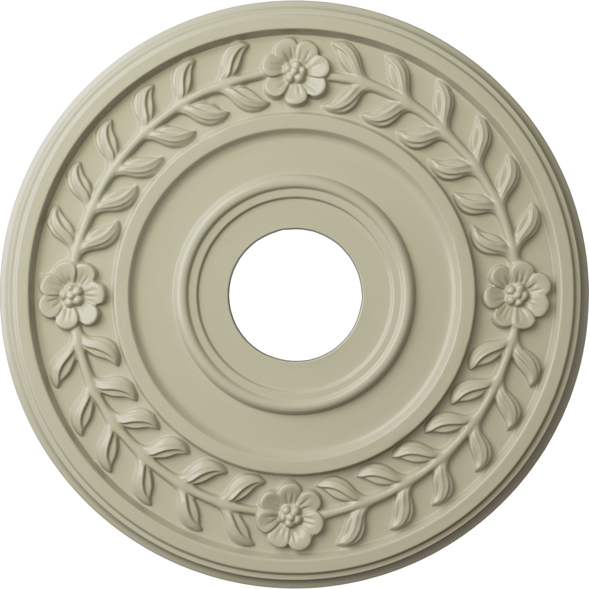 Ekena Millwork CM16WRCYF Wreath 16.25-in W x 16.25-in L Painted Clear Yellow Polyurethane Whole Ceiling Medallion