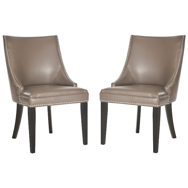 Safavieh Set Of 2 Afton Contemporary, Faux Leather Nailhead Dining Chairs