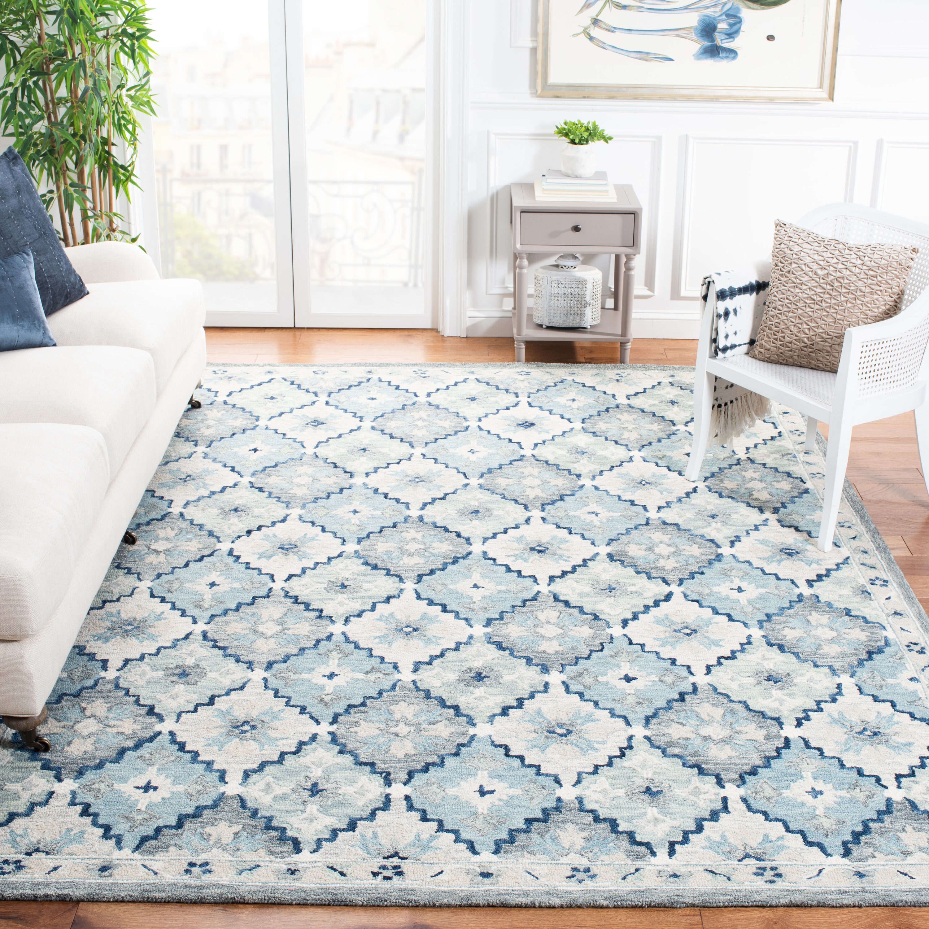  Suzani 501 Blue/Gray Traditional 8ft x 10ft Large Rectangle Rug
