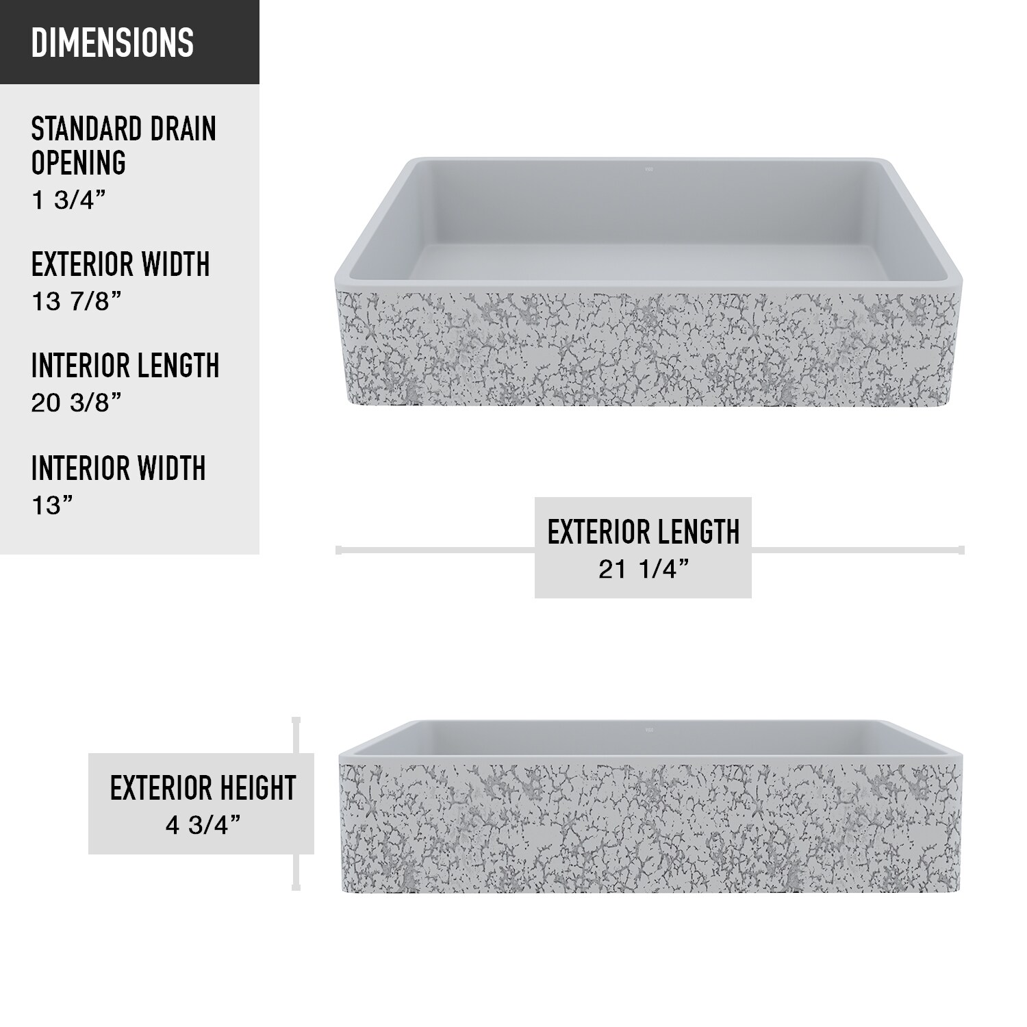 VIGO Dahlia Ash Gray Concrete Vessel Rectangular Modern Bathroom Sink ...