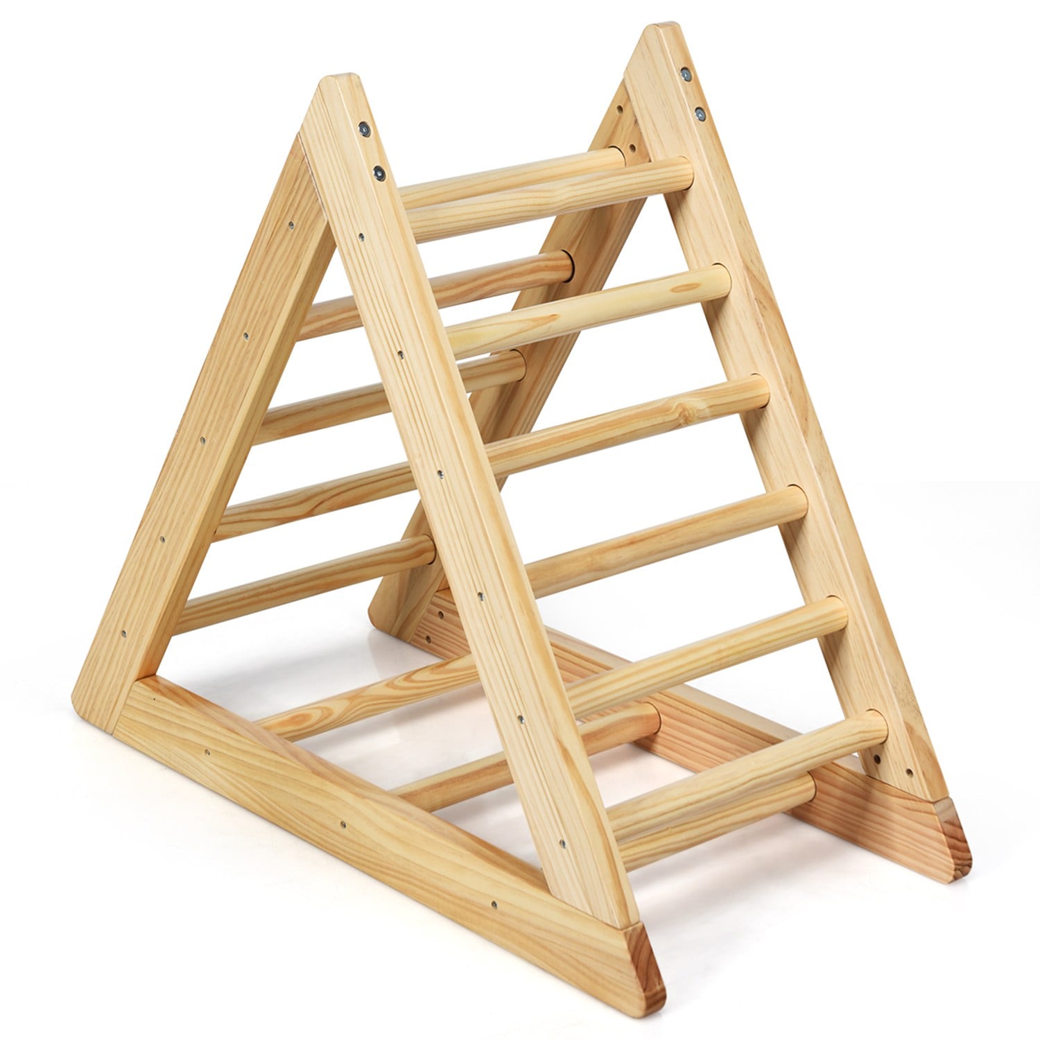 Costway CSHY000558 Wooden Climbing Pikler Triangle with Climbing Ladder For Toddler Step Training Natural