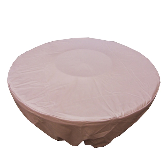 Beige Round Firepit Cover, Round Fire Pit Cover Ideas