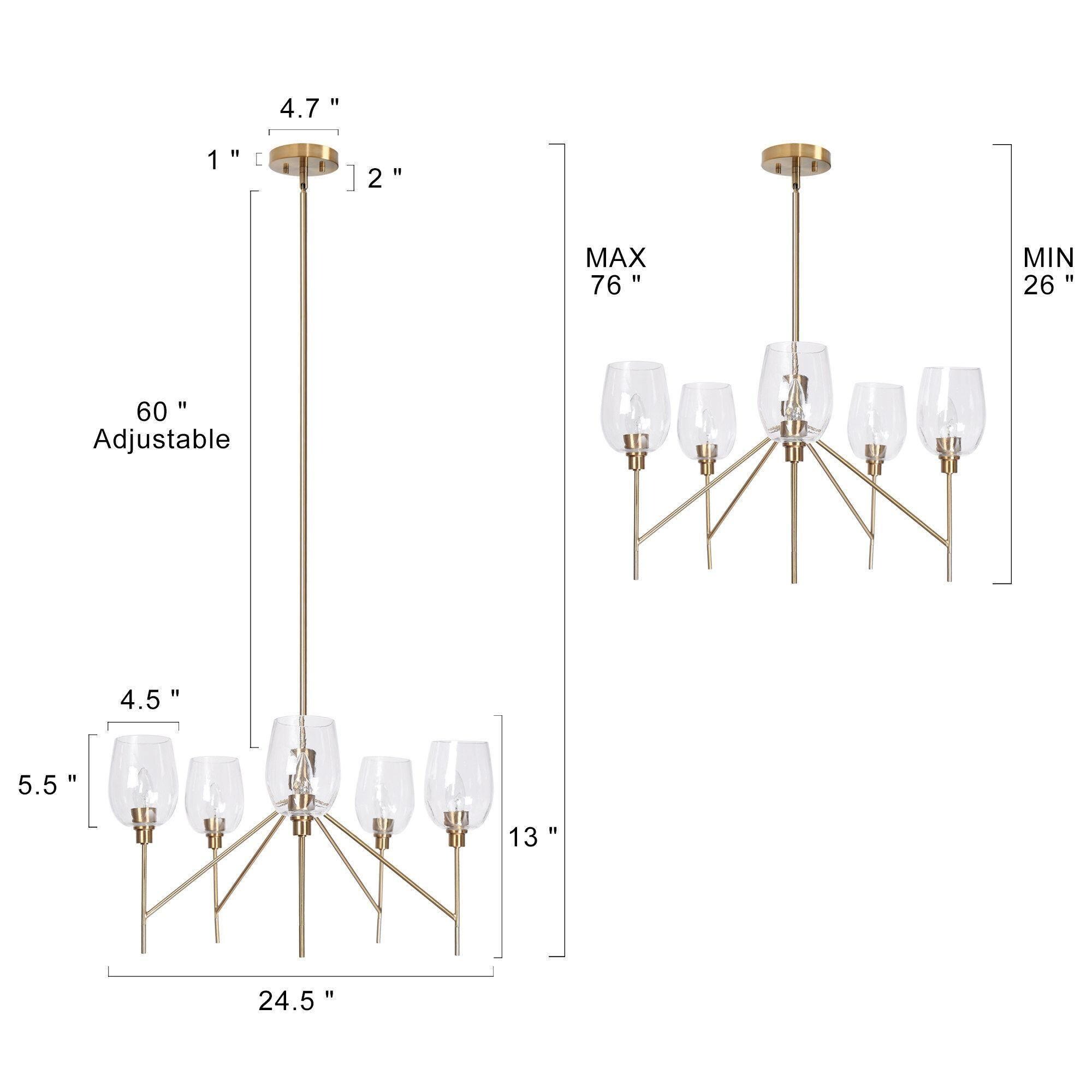 Uolfin 5-Light 24.5-in Brass Gold Sputnik with Bell Modern/Contemporary ...