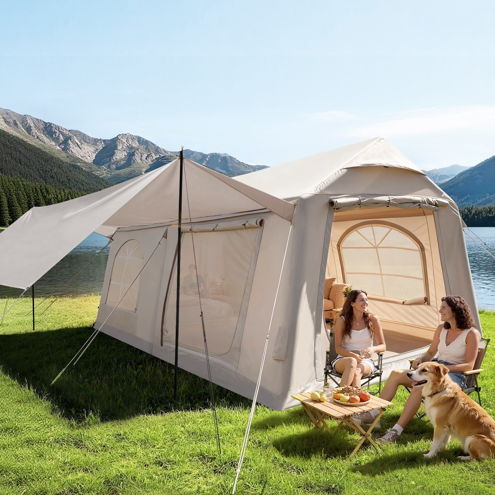 DOCRED  10-12 Person Inflatable Tents for Camping Blow Up Tent with Hand Pump