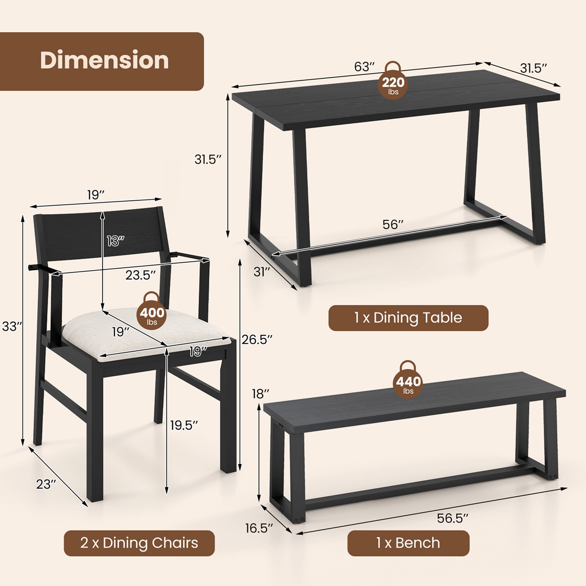 Costway HCST01532 Patio-Dining-Sets - View #2