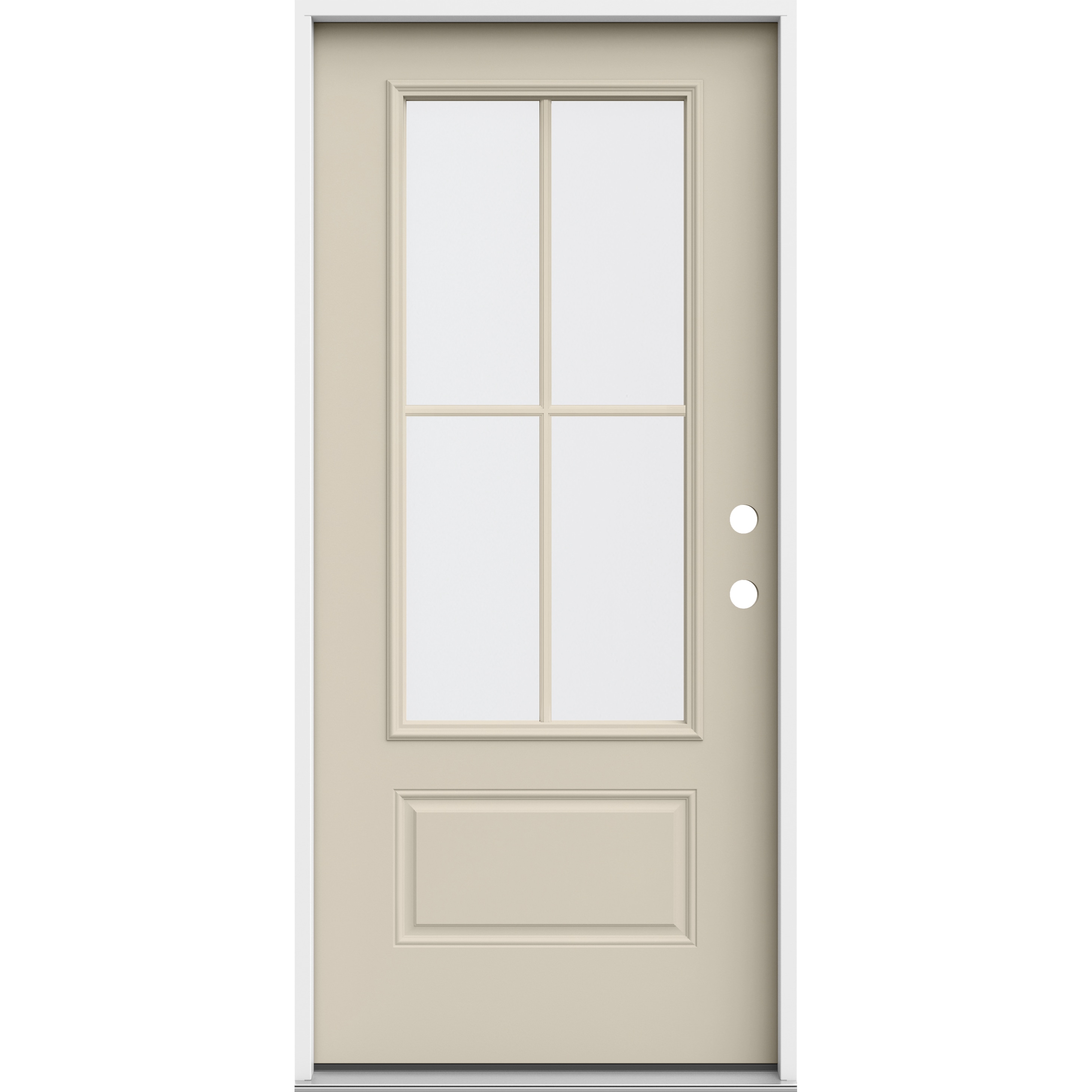 JELD-WEN LOWOLJW230500251 36-in x 80-in x 4-9/16-in Steel 3/4 lite Left-hand inswing Primed Prehung Front Door Insulating core