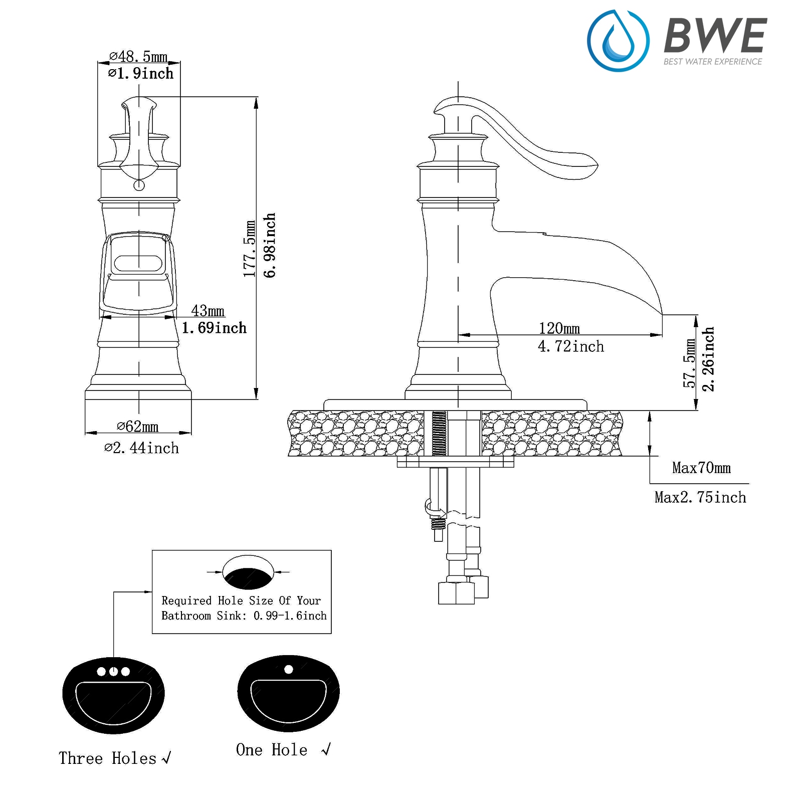 Matte Black Single-Handle Waterfall Bathroom Faucet with Deck Plate