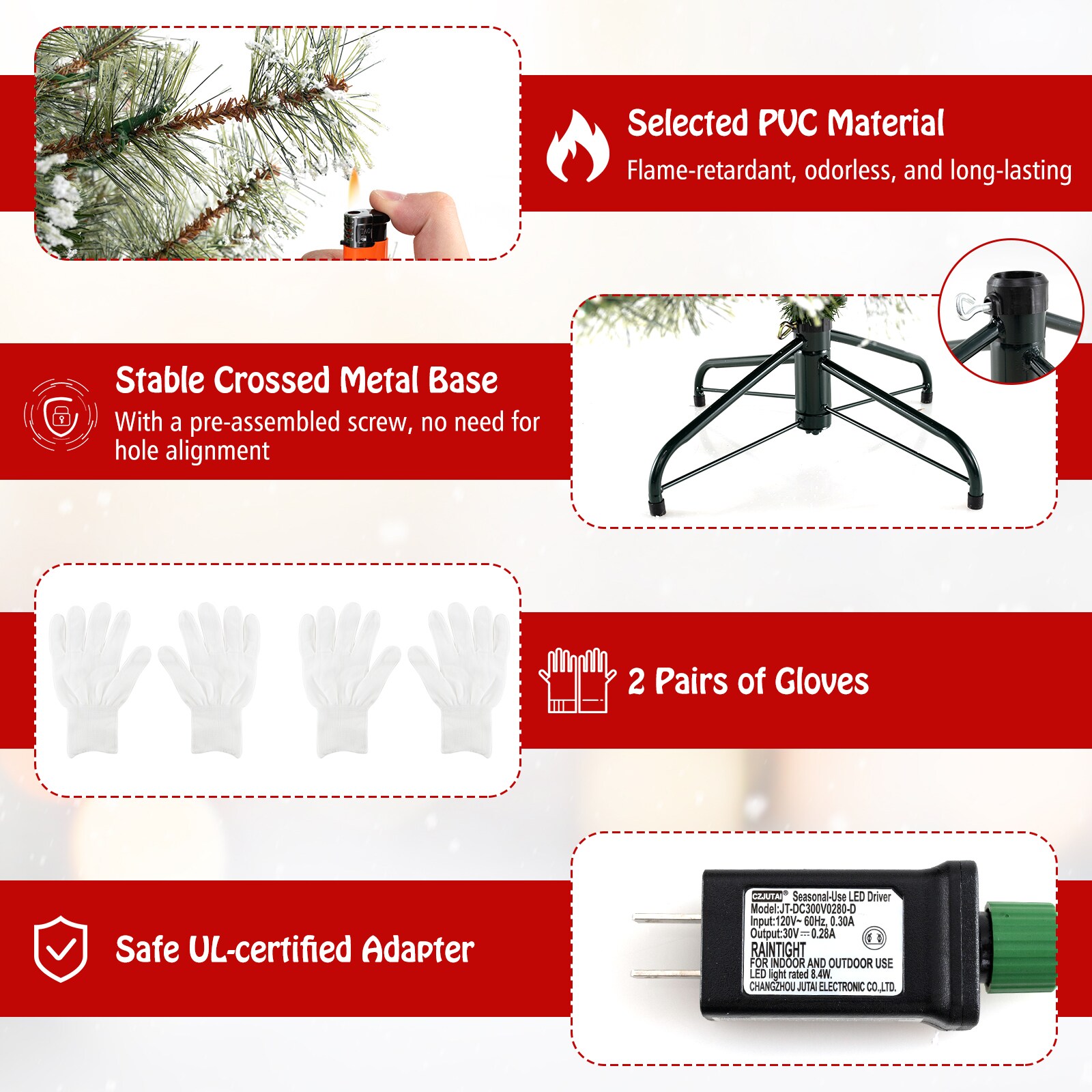 WELLFOR TX-HGY-10014US Artificial-Christmas-Trees - View #4