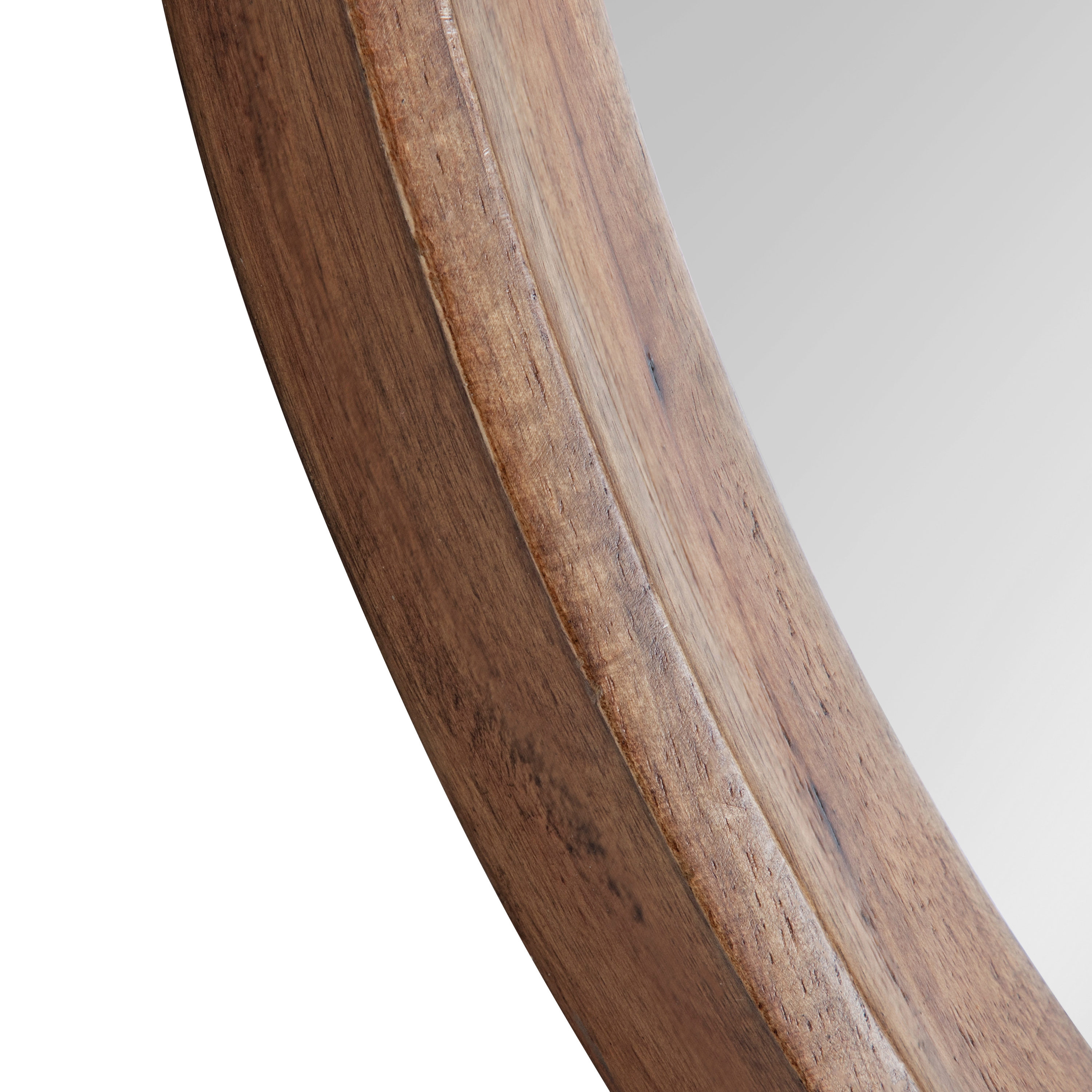 24-Inch Round Brown Wood Framed Vanity Mirror