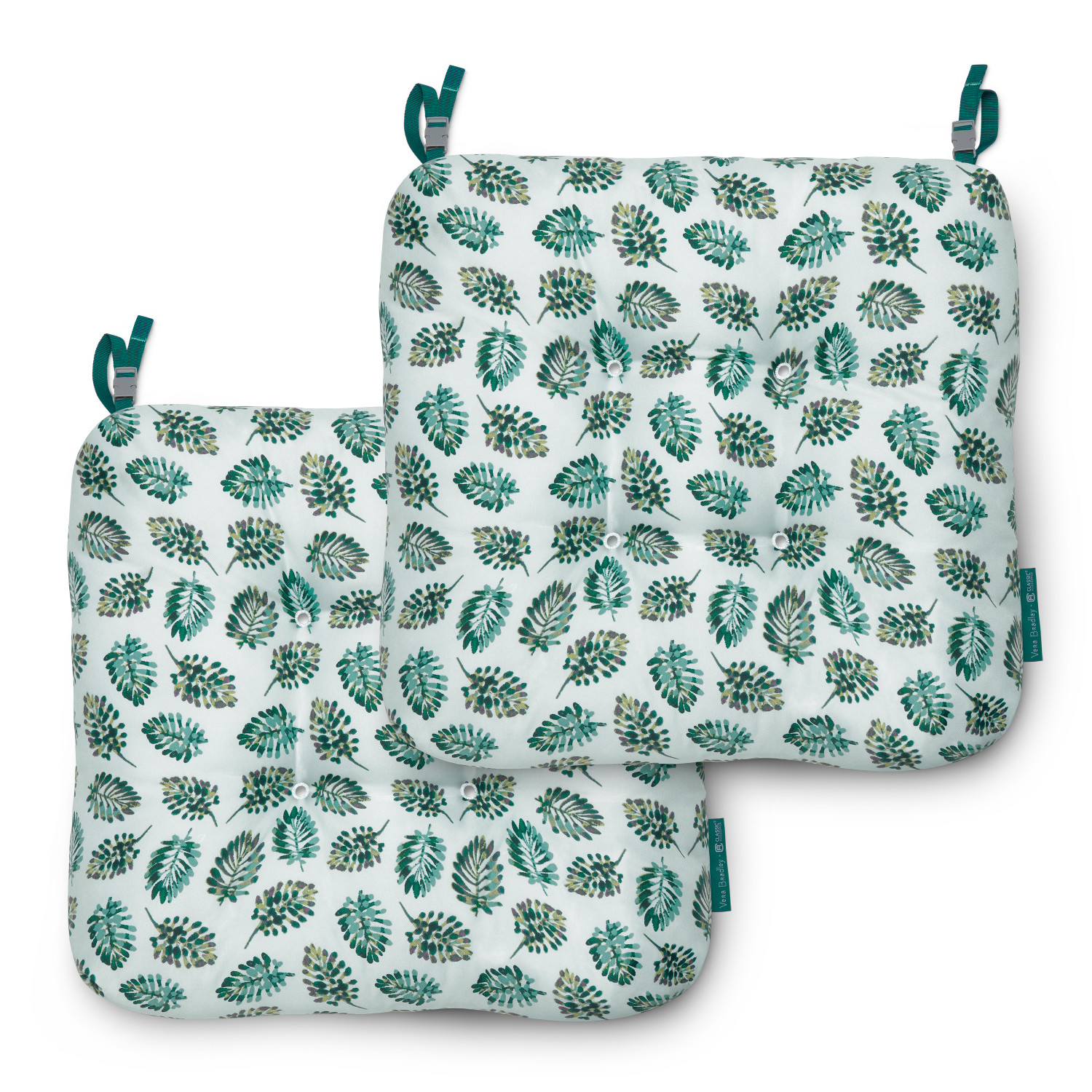 Classic Accessories 62-139-011101-2PK 19-in x 19-in 2 -Piece Seawater Palm Patio chair cushion