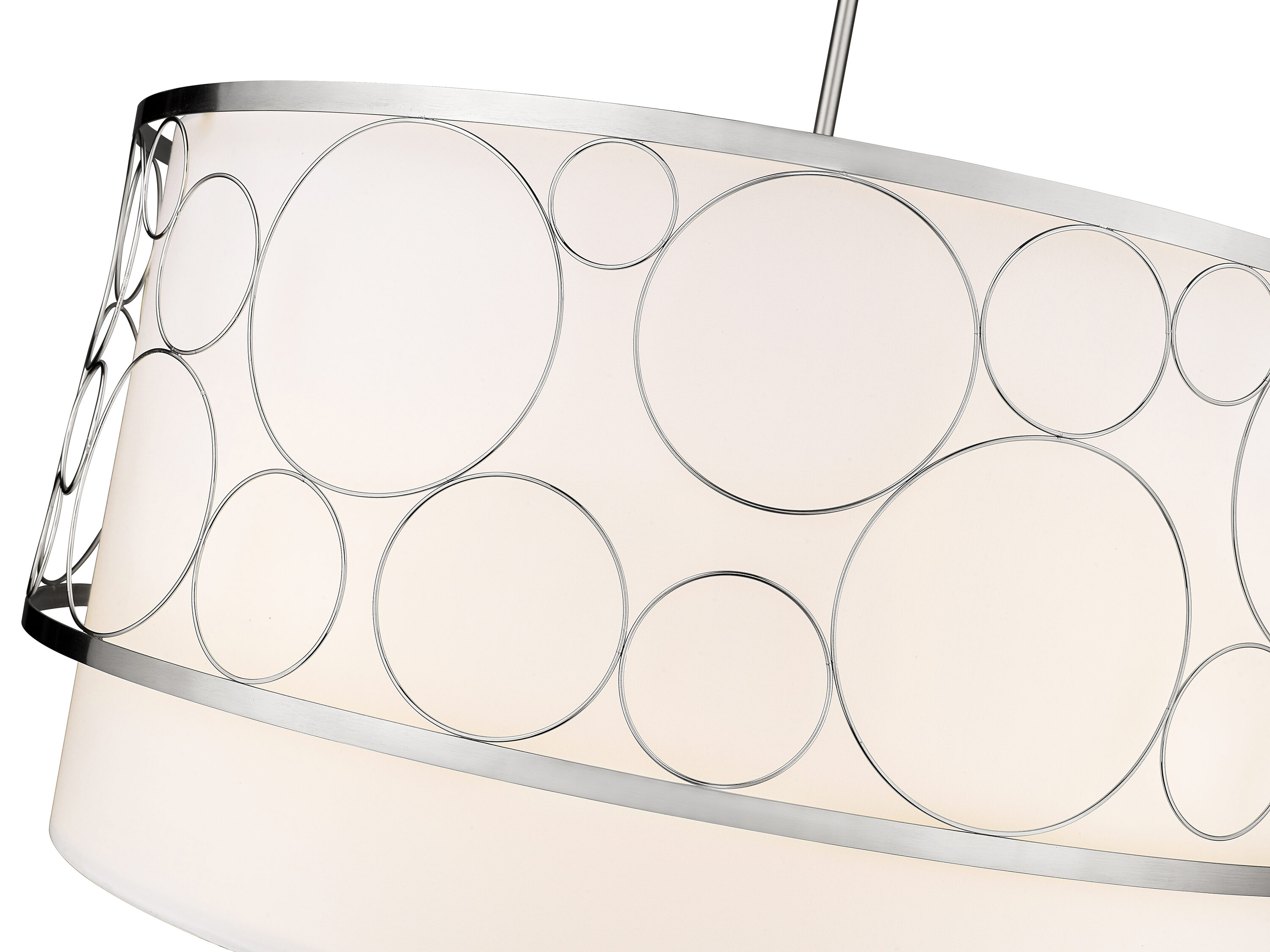 Brushed Nickel 32" Drum Chandelier with White Shade