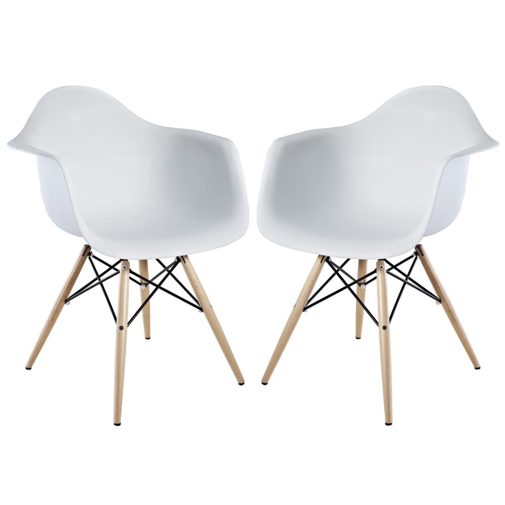 Modway EEI-929-WHI Set of 2 Pyramid Contemporary/Modern Dining Arm Chair (Metal Frame)