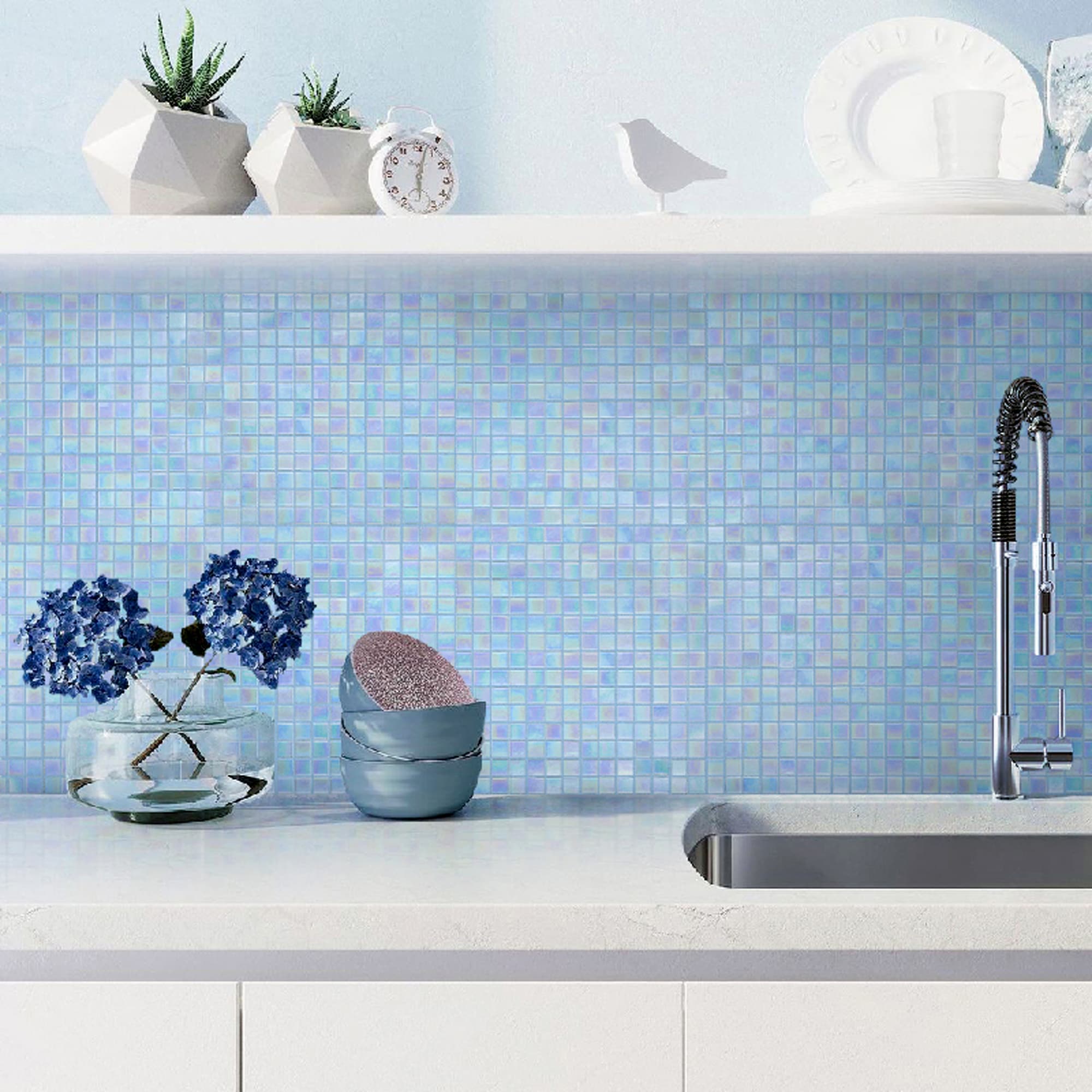 Apollo Tile Nacreous Multicolor 12-in x 12-in Glossy Glass Uniform Squares Floor and Wall Tile (20-sq. ft/ Carton)