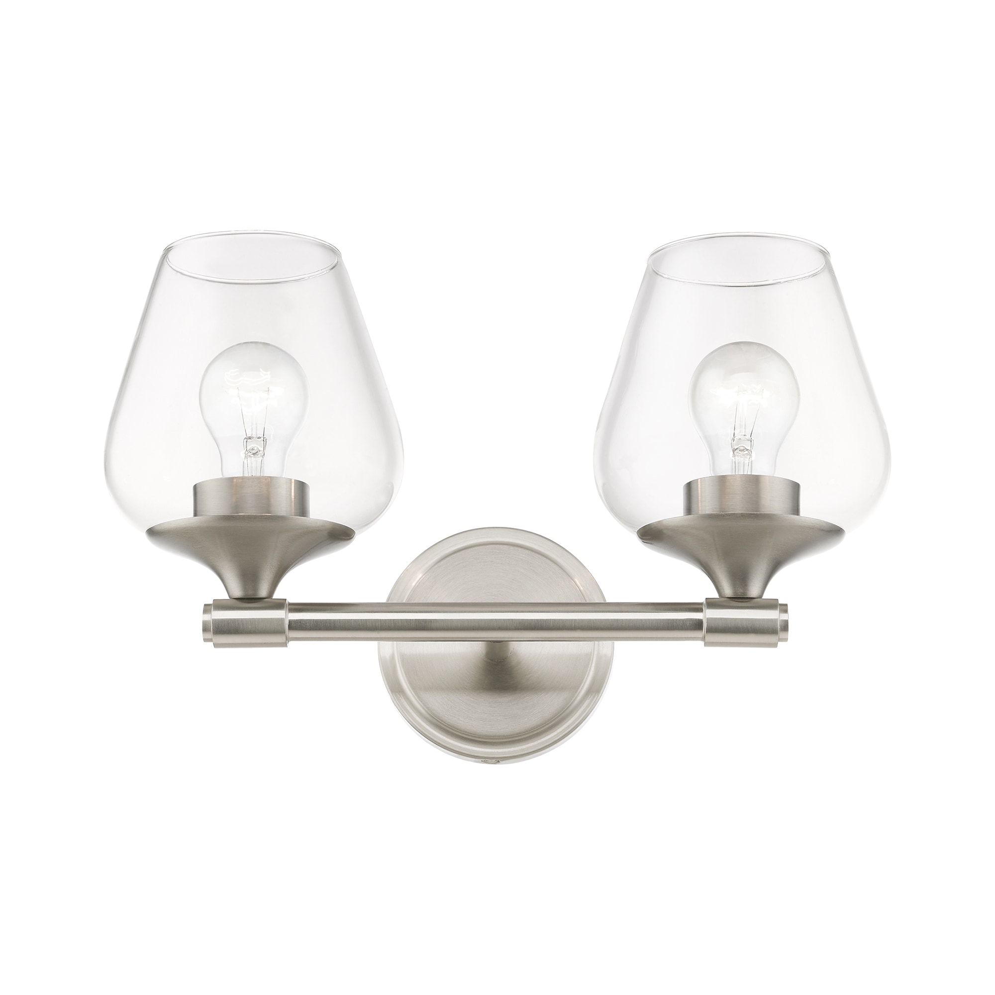 Willow Brushed Nickel 2-Light Vanity Sconce with Clear Glass