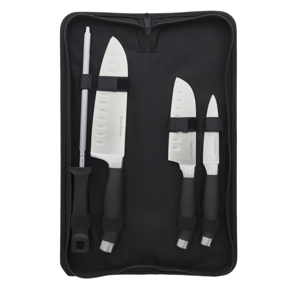 Hastings Home Professional Chef 5 Piece Knife Set - Stainless Steel Hand  Forged Knives with Sharpening Steel and Travel Bag in the Cutlery  department at