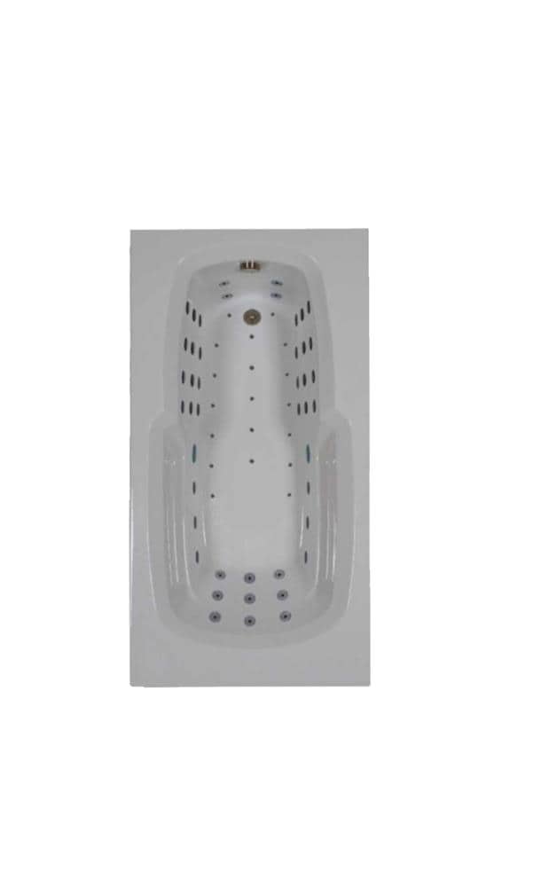WaterTECH C6032PTB BONE Designer 32-in x 60-in Bone Acrylic Drop-In Whirlpool and Air Bath Combination Tub Drain (Reversible Drain)