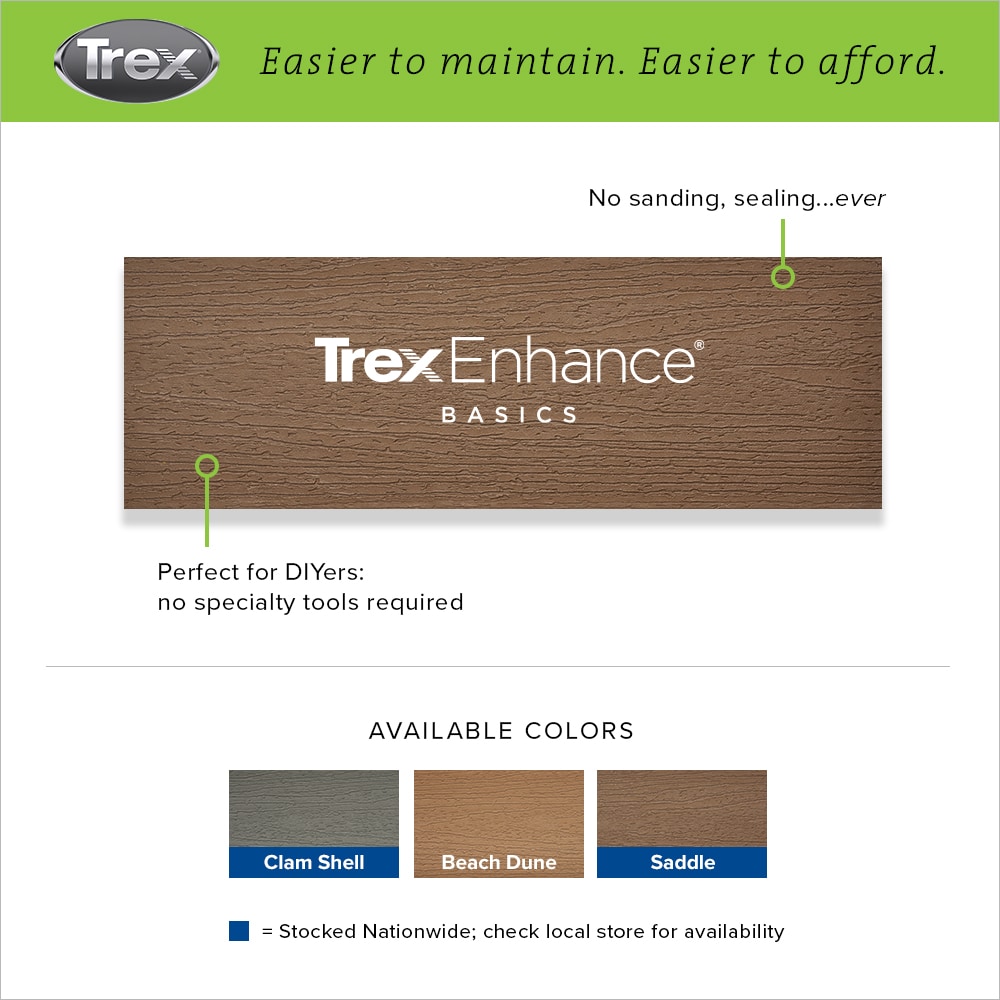 Trex Enhance Basics 1 In X 6 In X 12 Ft Saddle Grooved Composite Deck Board In The Composite 4934