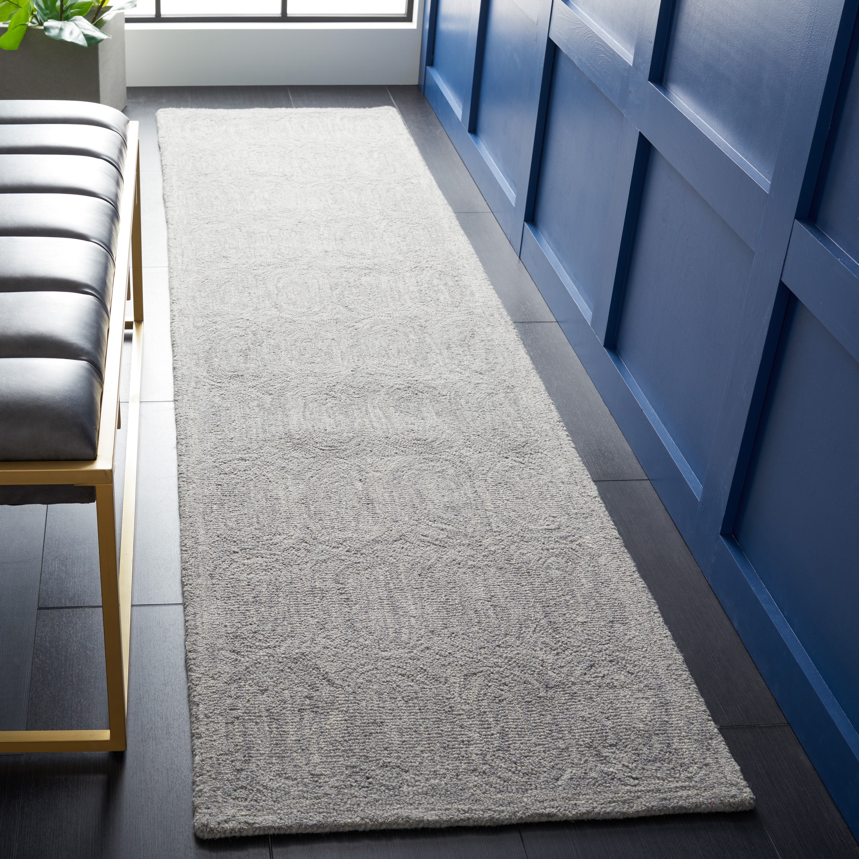 Safavieh MET124F-29 Metro Olive 2 x 9 (ft) Tufted Wool Gray Rectangular Indoor Abstract Bohemian/Eclectic Runner rug