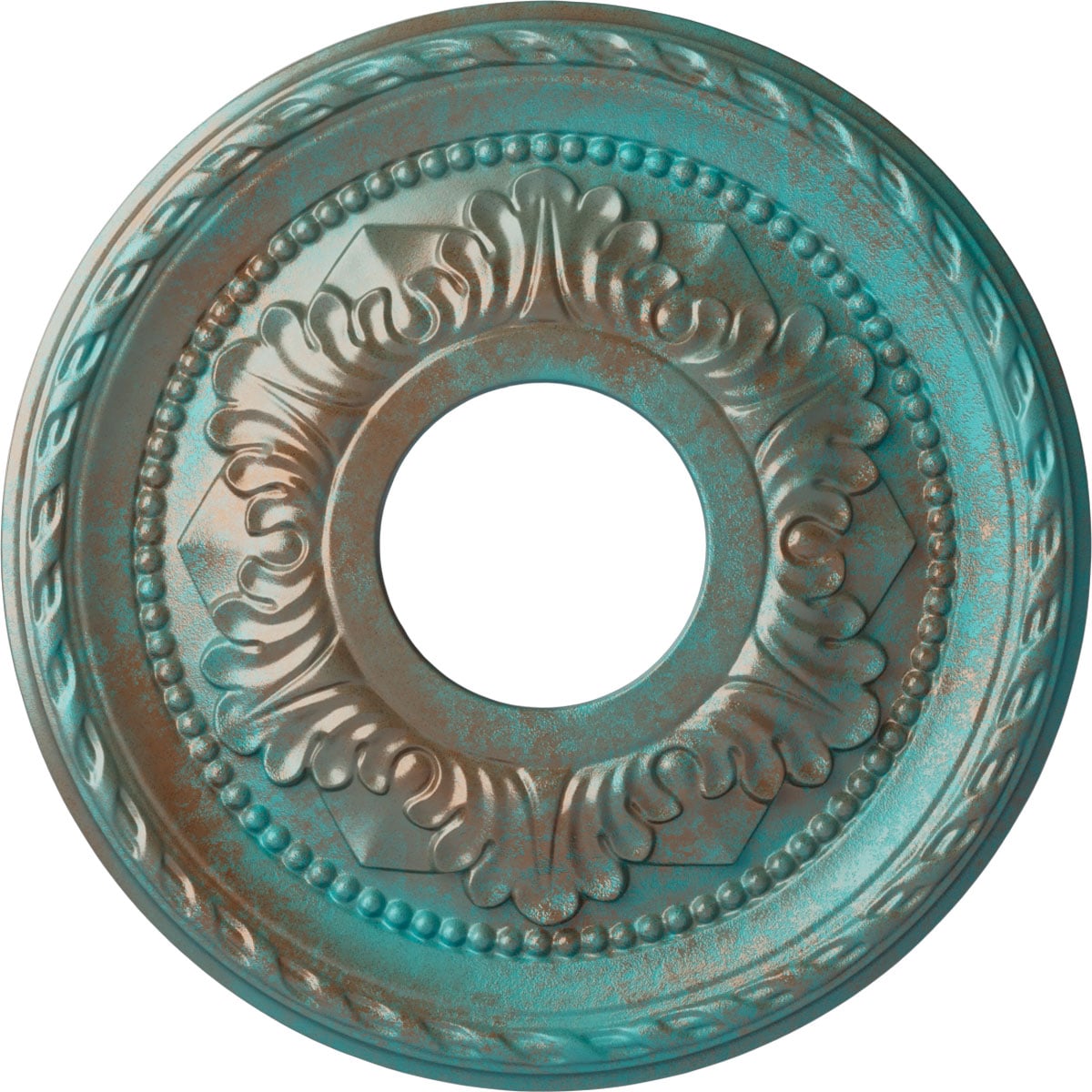 Ekena Millwork CM12PMCGS Palmetto 12.125-in W x 12.125-in L Painted Copper Green Patina Polyurethane Whole Ceiling Medallion