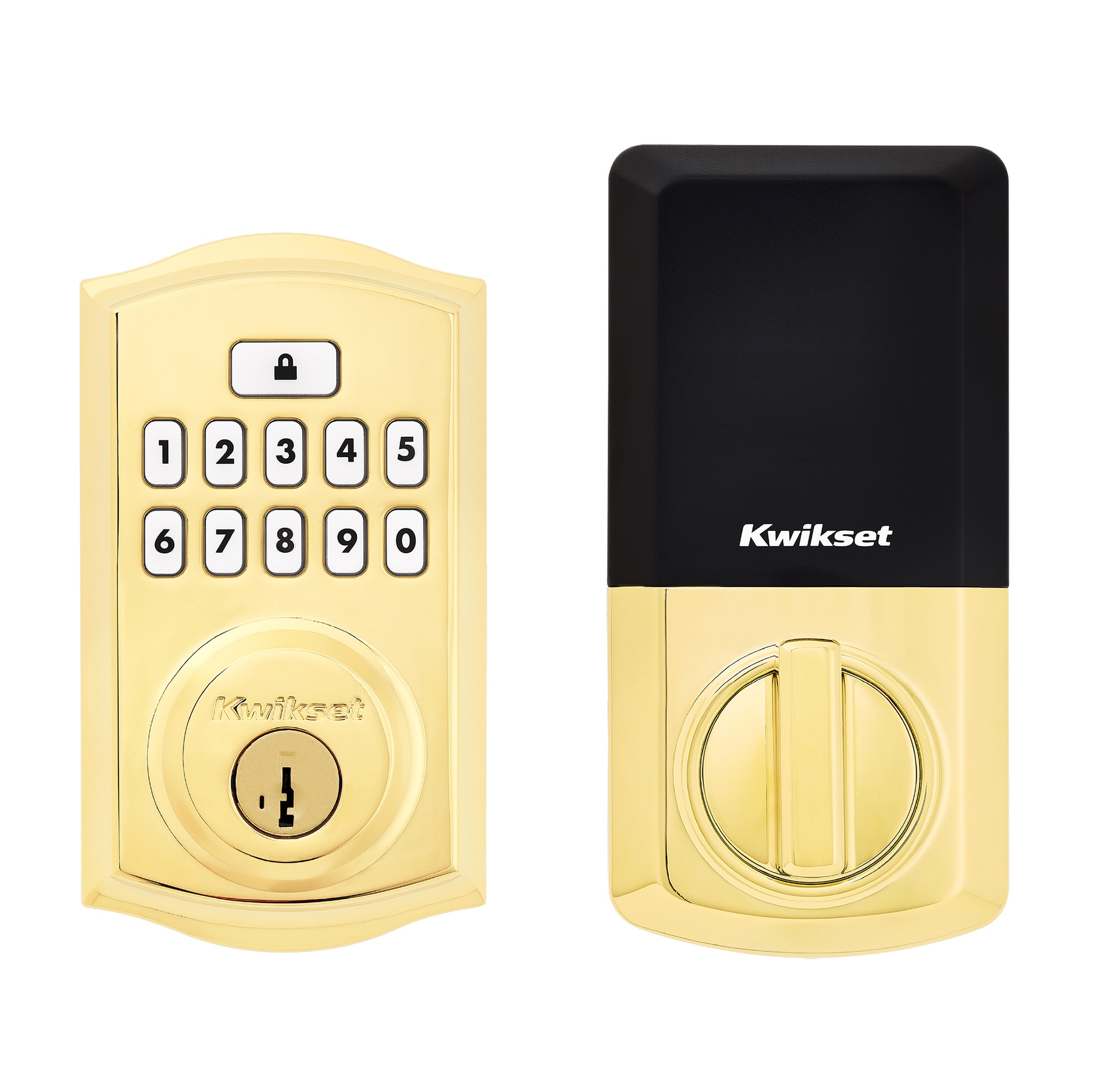 Kwikset 992600-001 SmartCode 260 Traditional Lifetime Polished Brass Electronic Deadbolt SmartKey Keypad