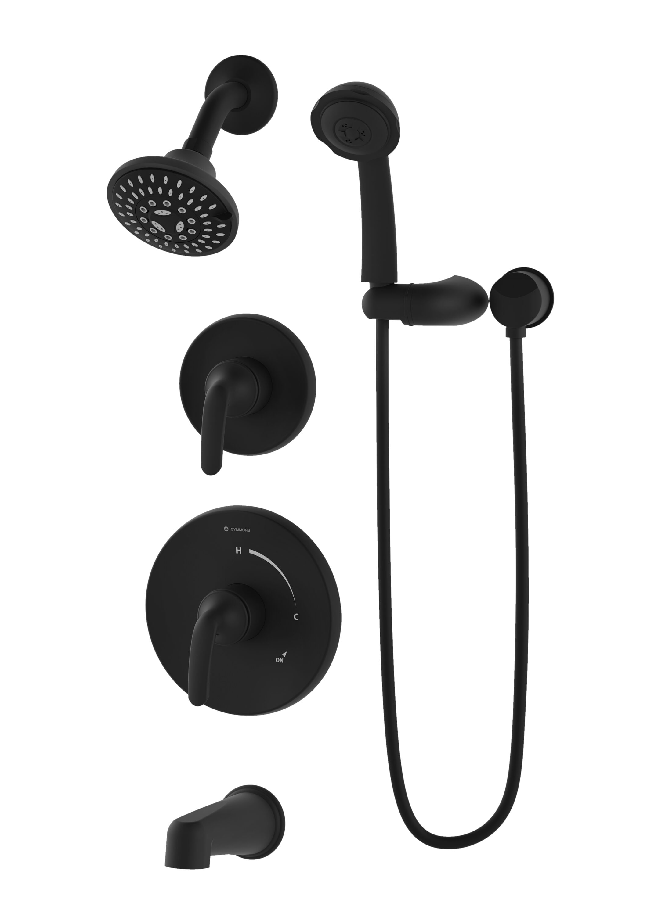 Symmons 5506MBTRM Matte Black 2-handle Multi-function 4.1-in Round Bathtub and shower Faucet (Valve Not Included)