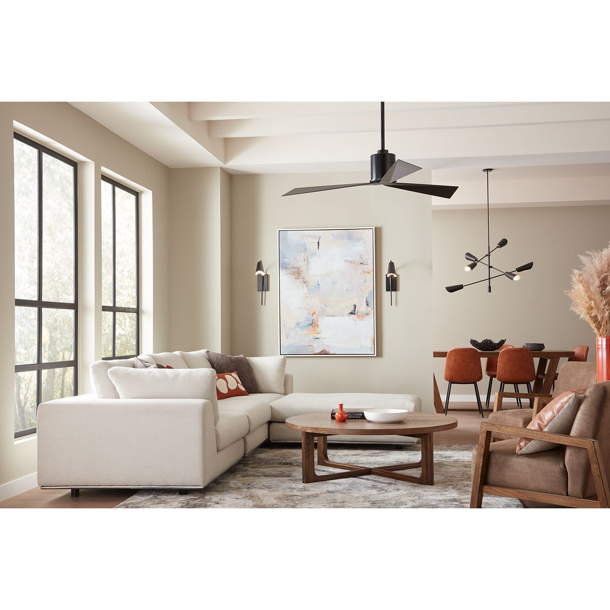 Paso 60'' Matte Black Industrial Ceiling Fan with Remote