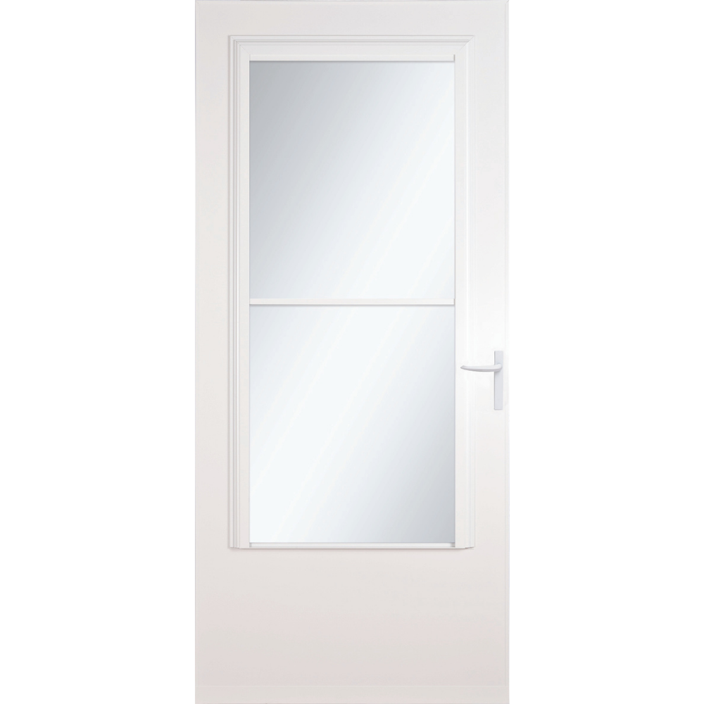 Concord 32-in x 81-in White Mid-view Retractable Screen Wood Core Storm Door with White Handle | - LARSON 37081031