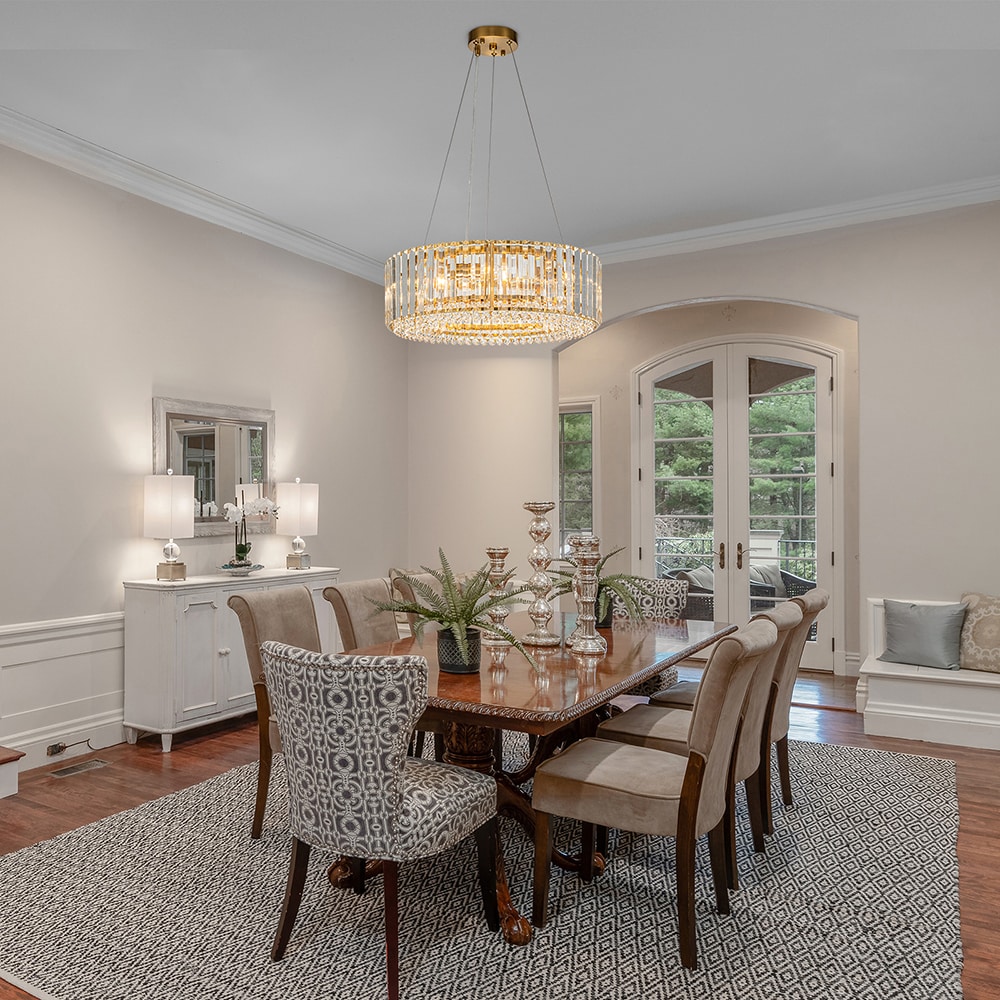 Craggie Gold Crystal Drum Chandelier with Adjustable Height