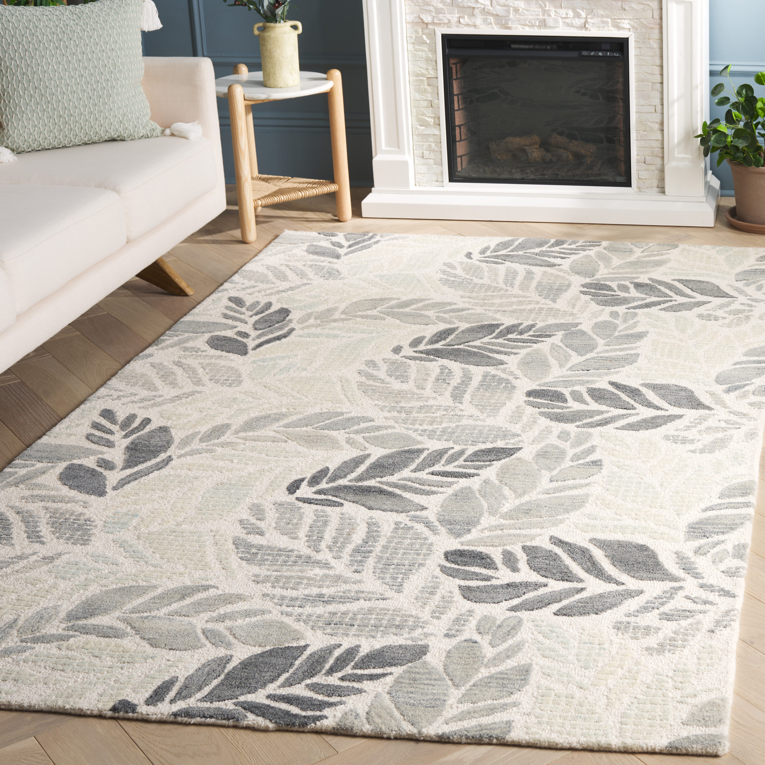  Msr Jardin Ivory/Gray Contemporary 5ft x 8ft Medium Rectangle Rug