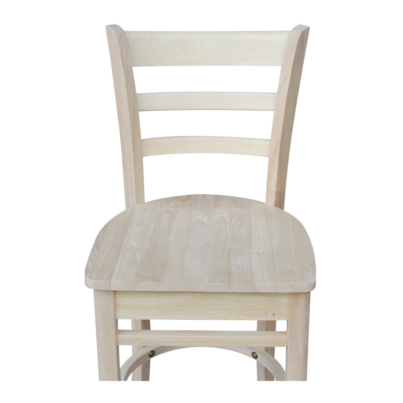 Emily Solid Parawood Counter Height Stool, 24" Seat, Unfinished