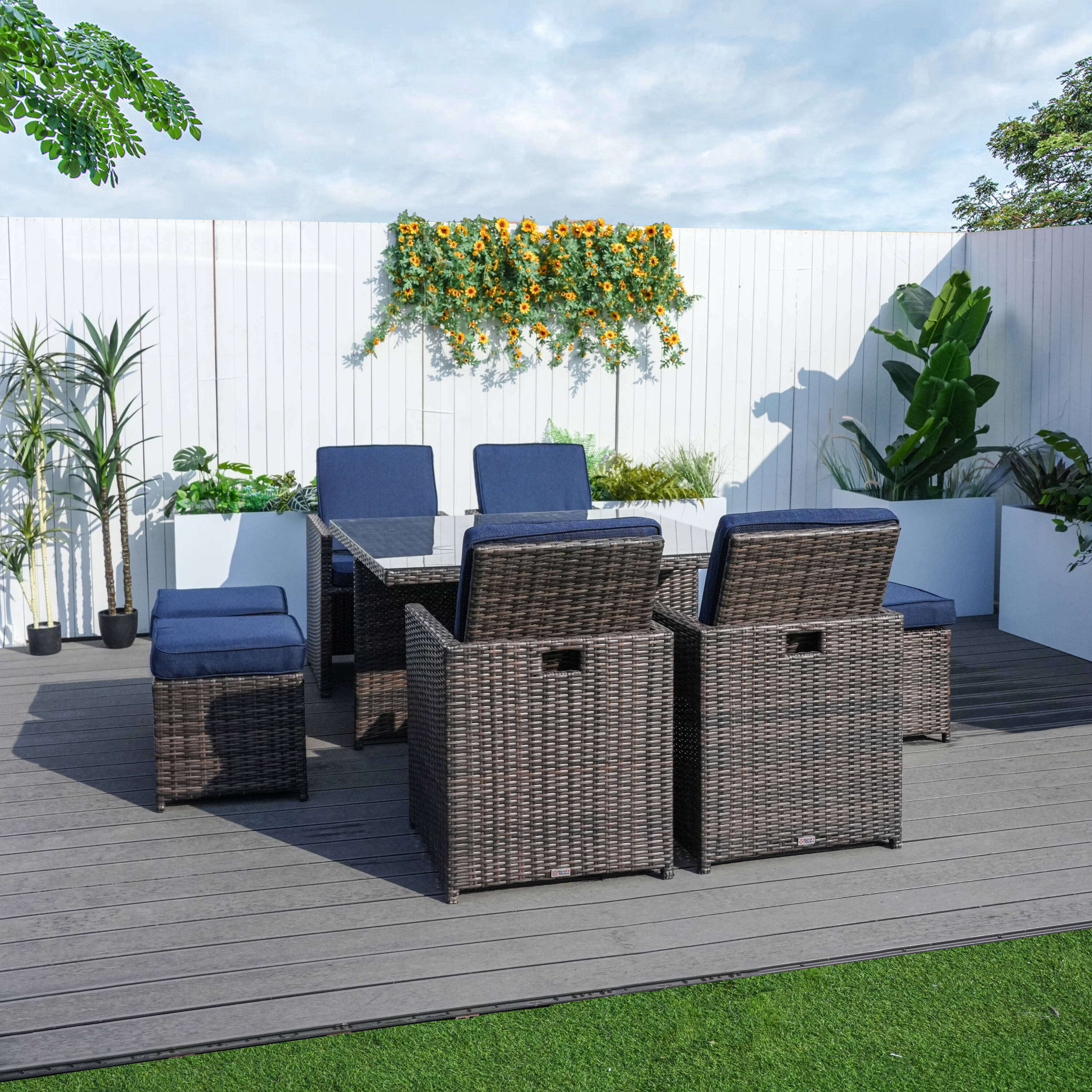 Direct Wicker DWD-3233BR-BLUE Patio-Dining-Sets - View #7