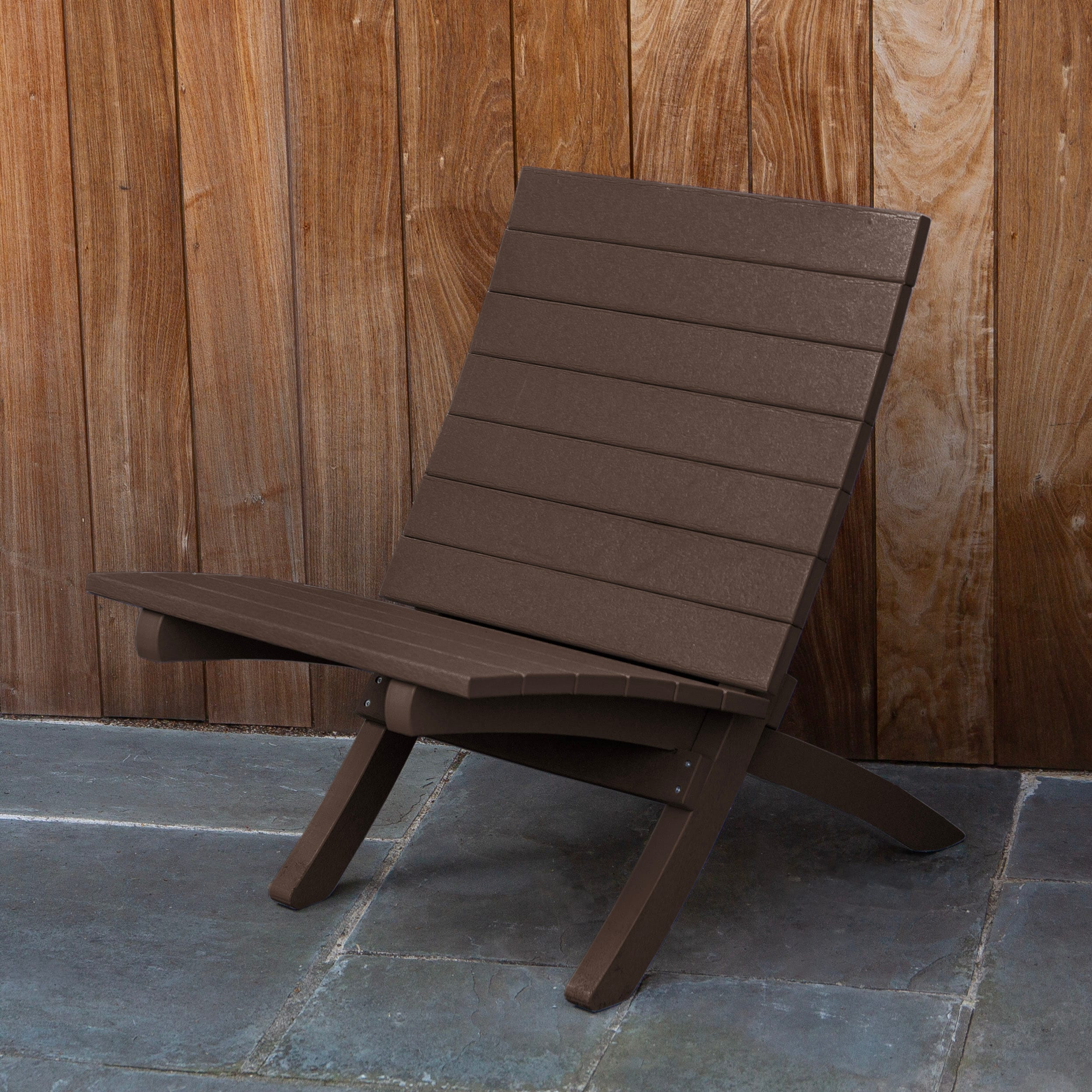 highwood BV-CHRNS01-MBR Haven Mangrove Brown HDPE Frame Stationary Conversation Chair with Slat Seat