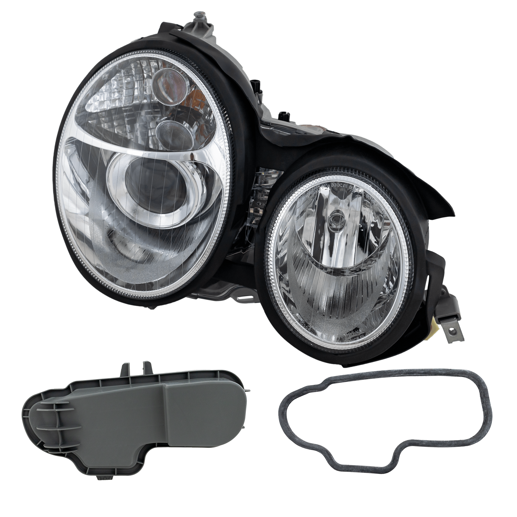 Garage-Pro JCWBZ9699PHLGP Driver and Passenger Side Headlight For Mercedes Benz E320 4matic Base 1996-1999 Also Fits E300 Halogen Clear Lens Chrome Housing with Bulb(s)