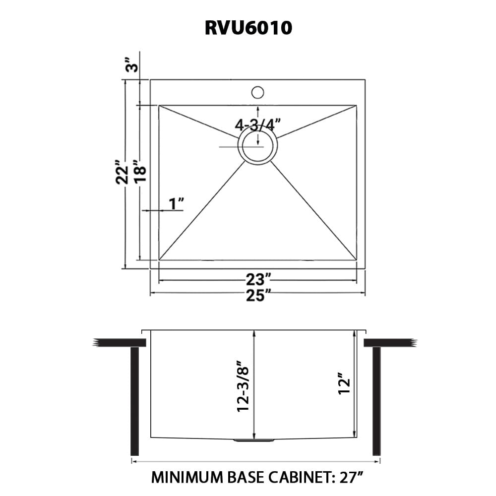 Ruvati 25-in x 22-in 1-Basin Brushed Stainless Steel Drop-In Laundry ...