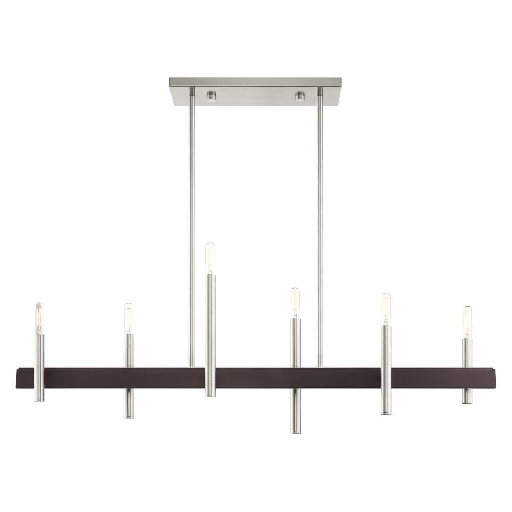Livex Lighting 49336-91 Denmark 6 -Light Brushed Nickel Transitional For Use in Bathrooms, Bedrooms, Dining Rooms, Foyers, Kitchens, Living Rooms Chandelier